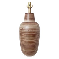 Design Technics Ceramic Brown and White Striped Glaze Table Lamp