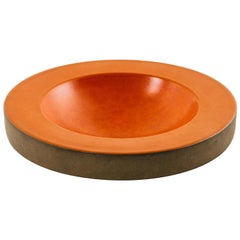 Vintage Design Technics Floating Low Ceramic Bowl in Blood Orange Glaze, 1960s
