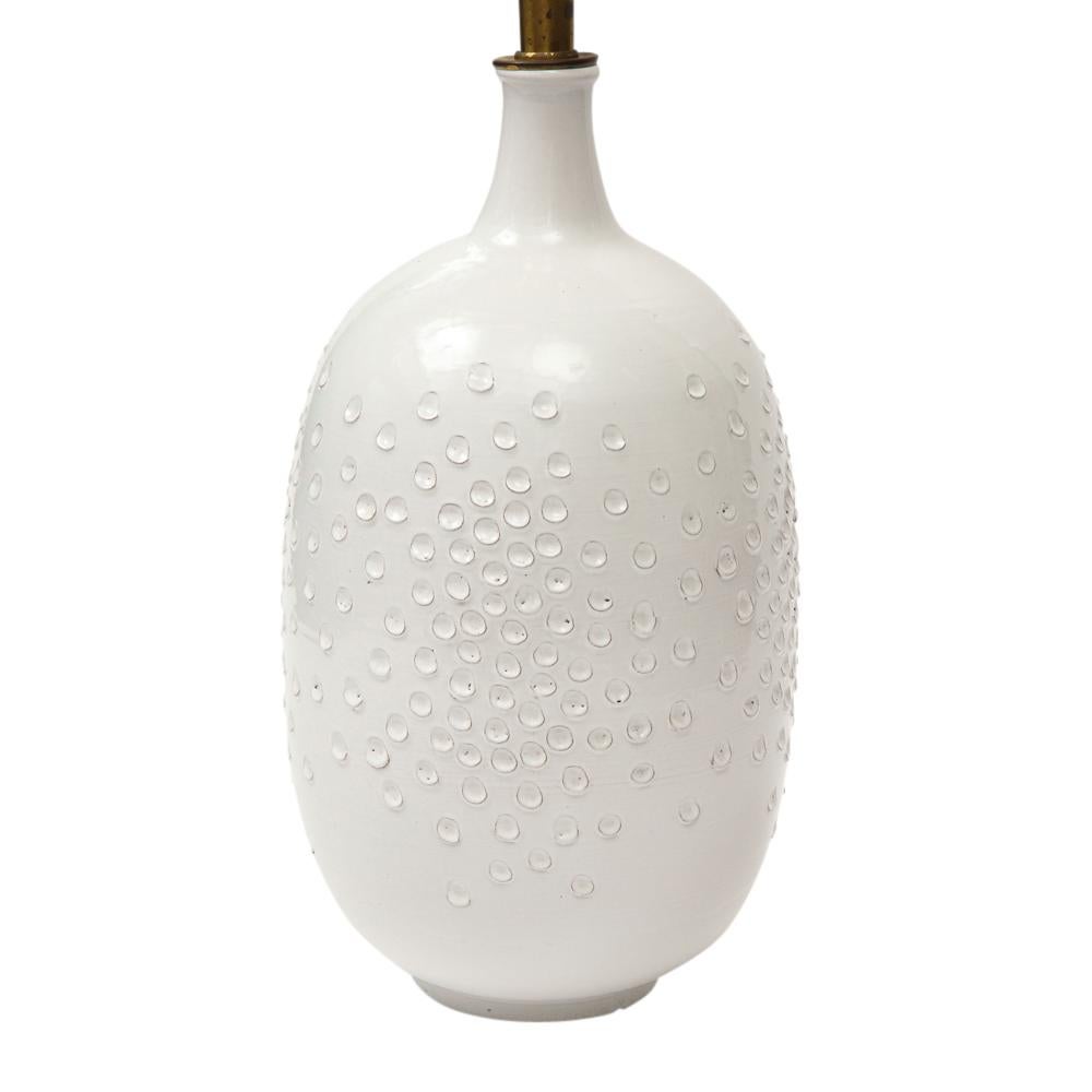 Lee Rosen Design Technics Lamp, Ceramic, White, Dimpled, Brass, Signed For Sale 1