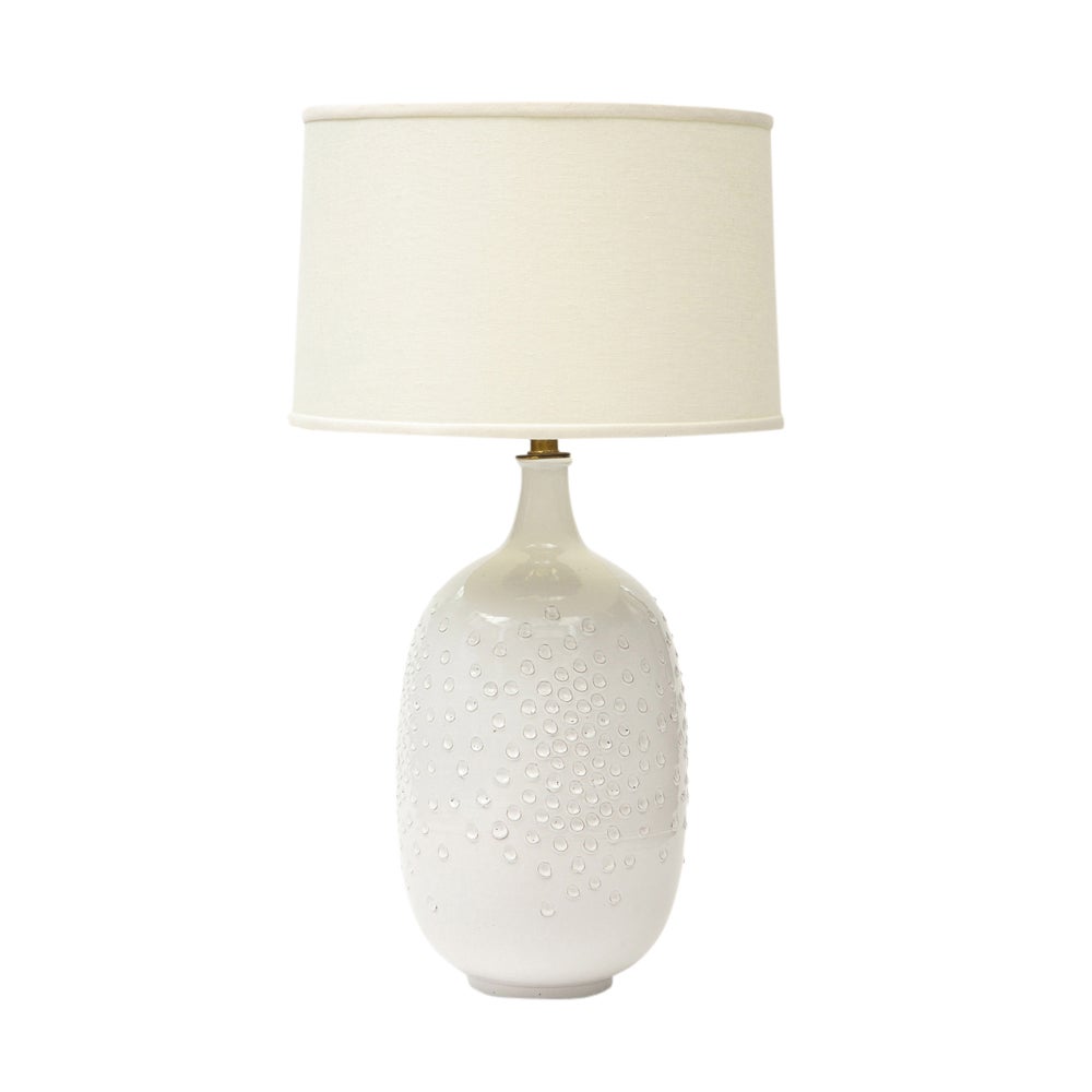 Design Technics Lamp, Pottery, White, Dimpled, Signed For Sale at 1stDibs