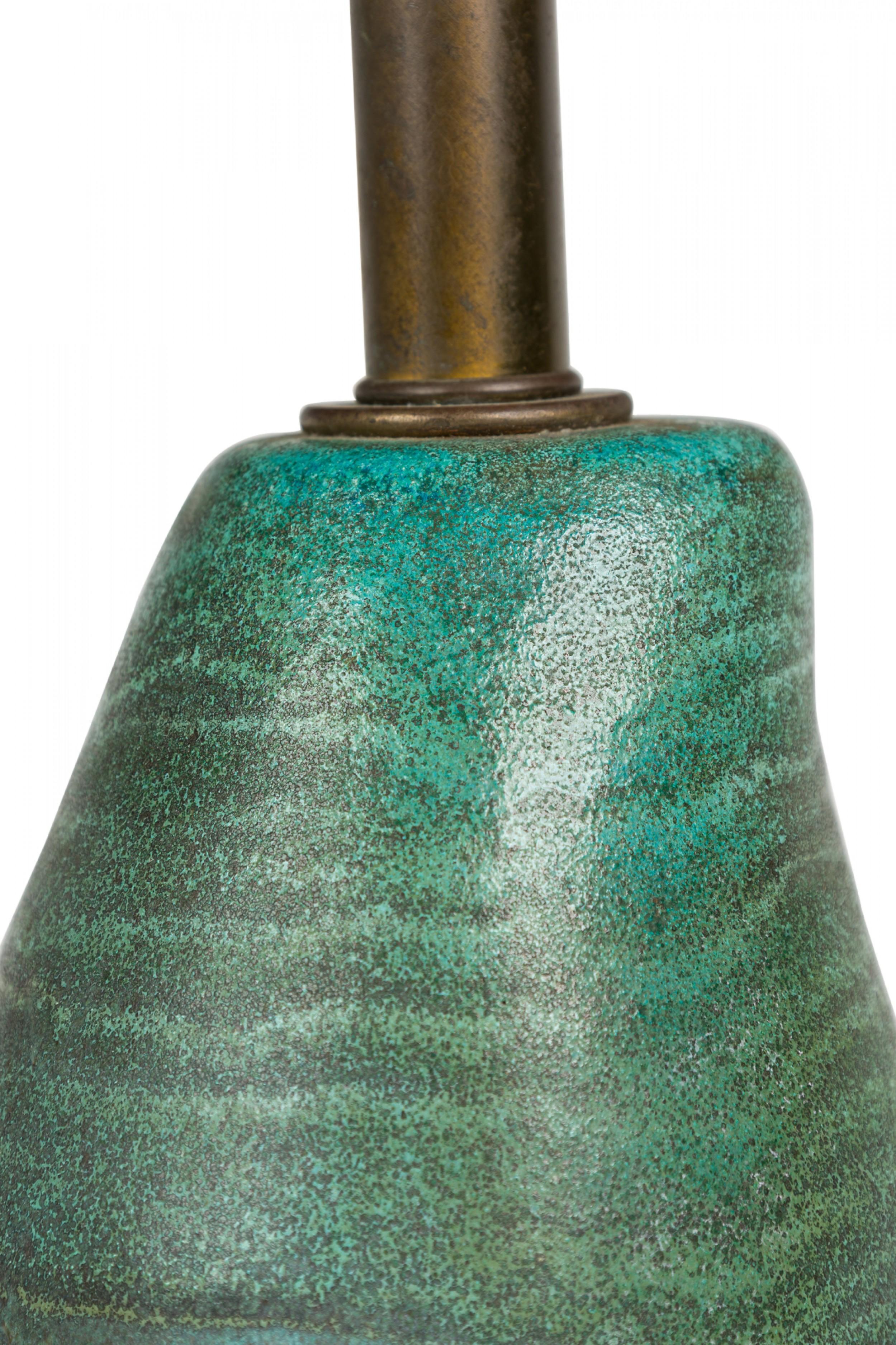 20th Century Design Technics Mid-Century American Ceramic Seafoam Green Glazed Table Lamp For Sale
