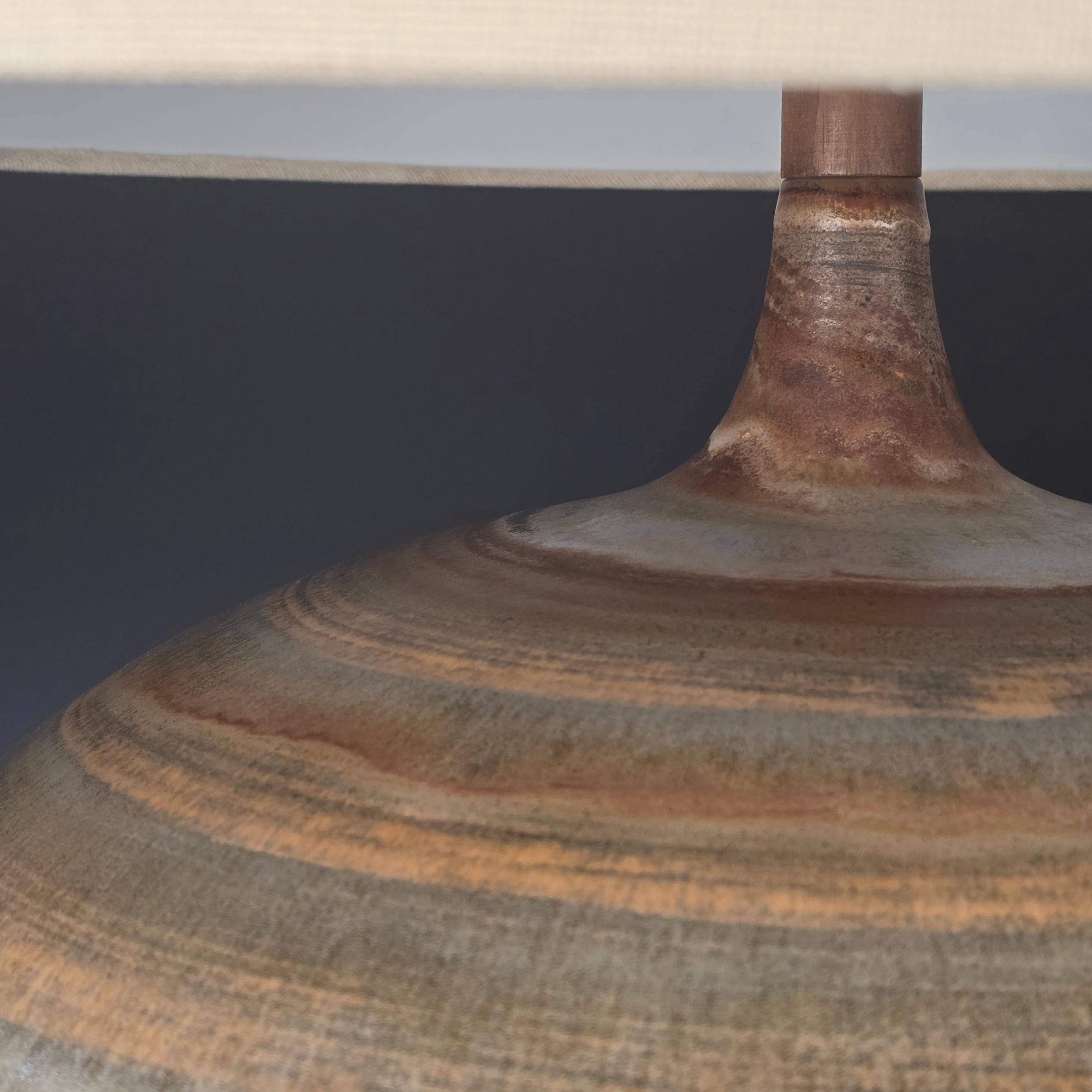 Custom Design Technics Planetary-Glazed Ceramic Table Lamp, Mid-1950s For Sale 4