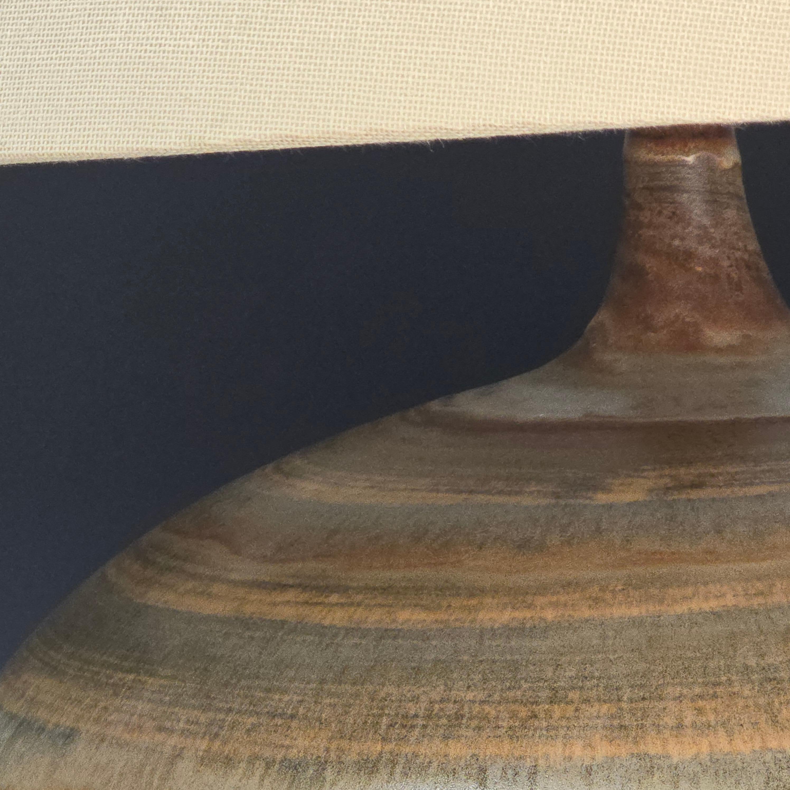 Custom Design Technics Planetary-Glazed Ceramic Table Lamp, Mid-1950s In Good Condition For Sale In Kilmarnock, VA