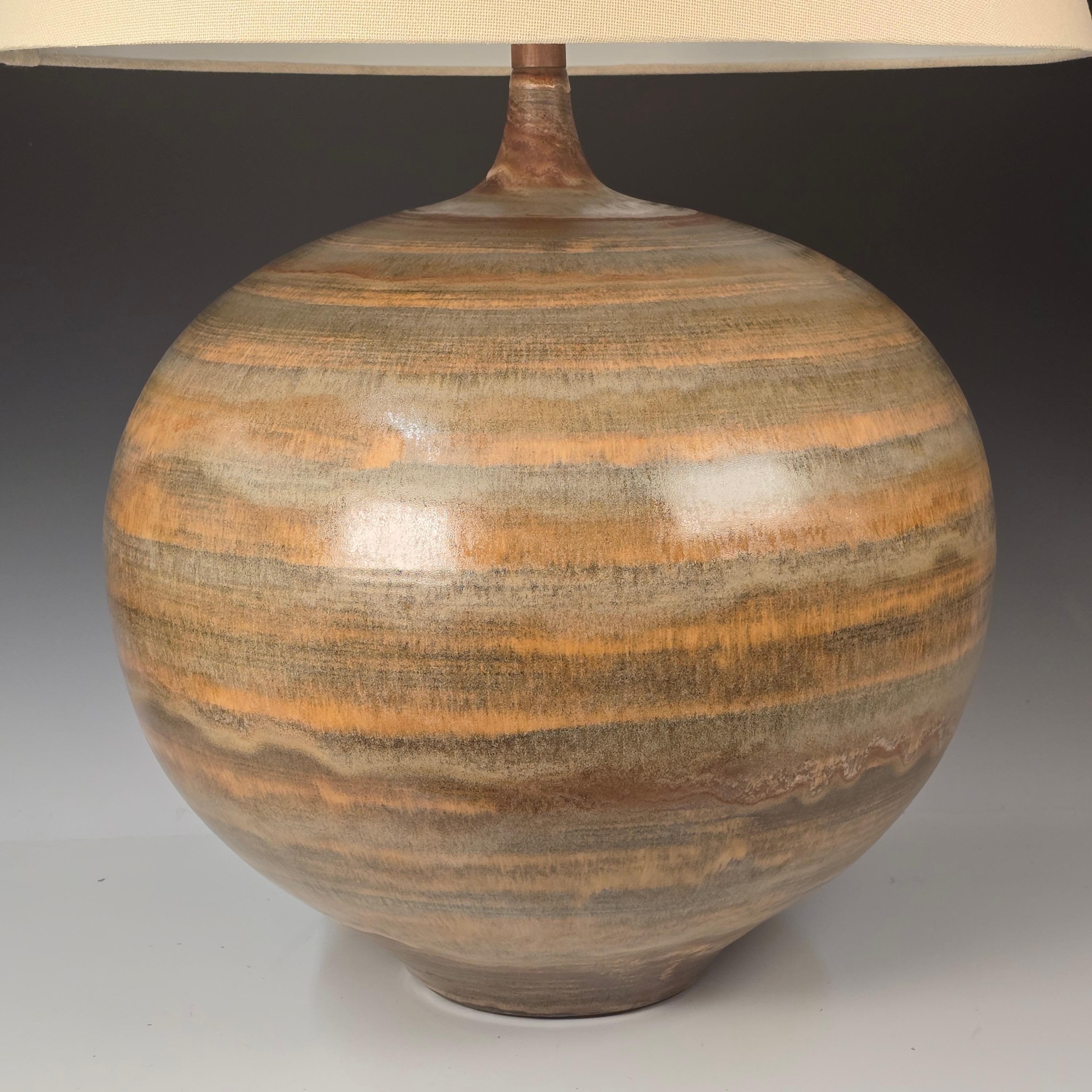 Custom Design Technics Planetary-Glazed Ceramic Table Lamp, Mid-1950s For Sale 1