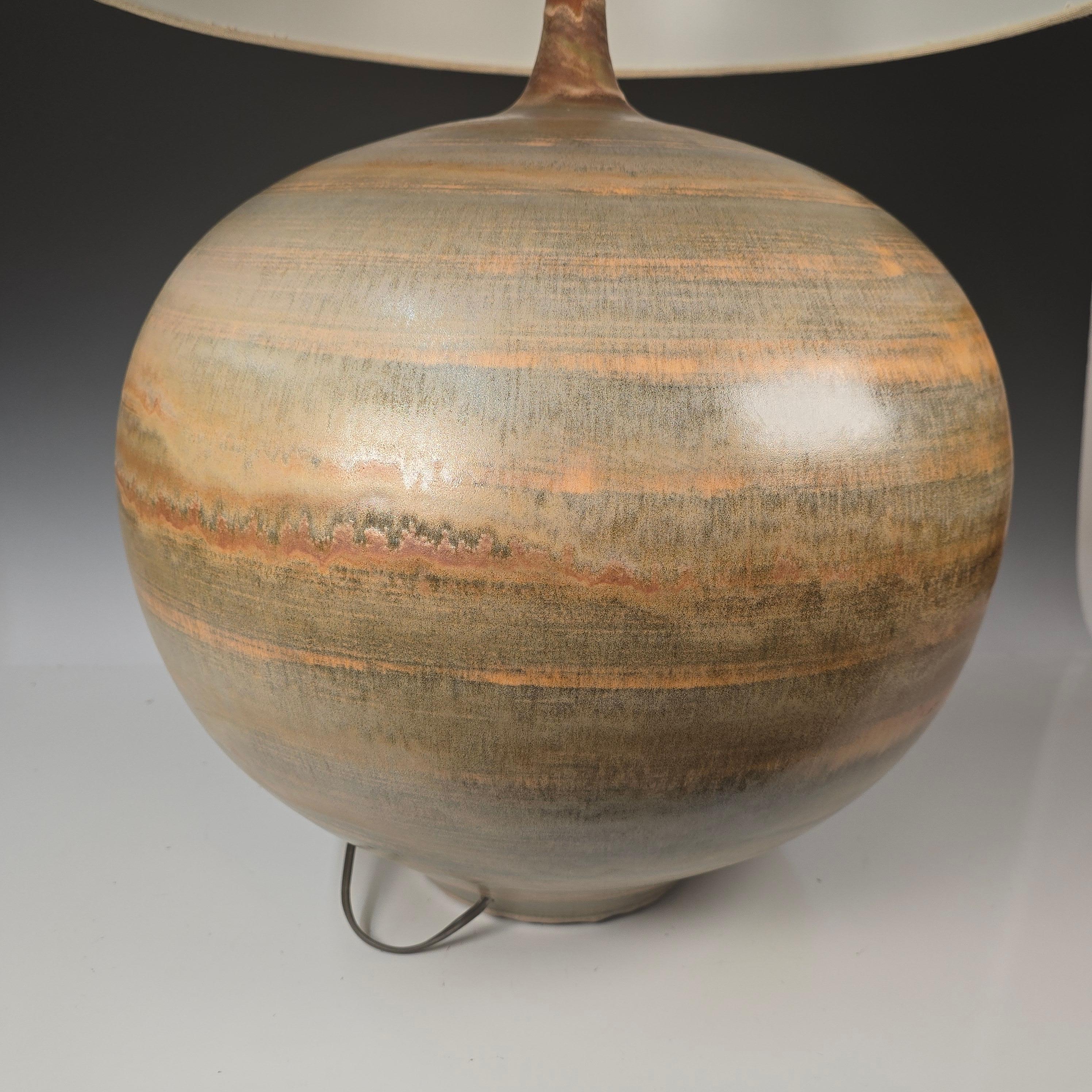 Custom Design Technics Planetary-Glazed Ceramic Table Lamp, Mid-1950s For Sale 3