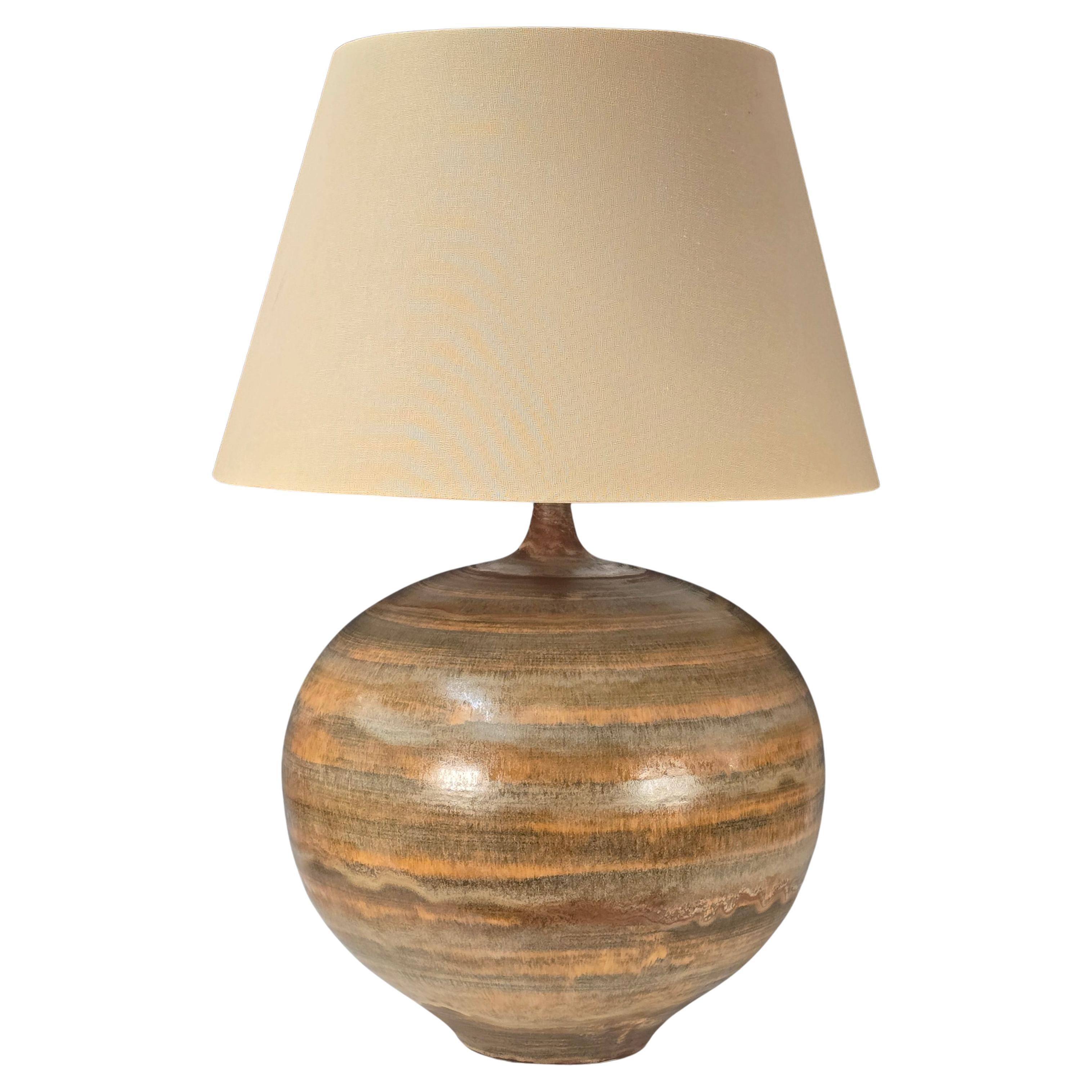 Custom Design Technics Planetary-Glazed Ceramic Table Lamp, Mid-1950s For Sale