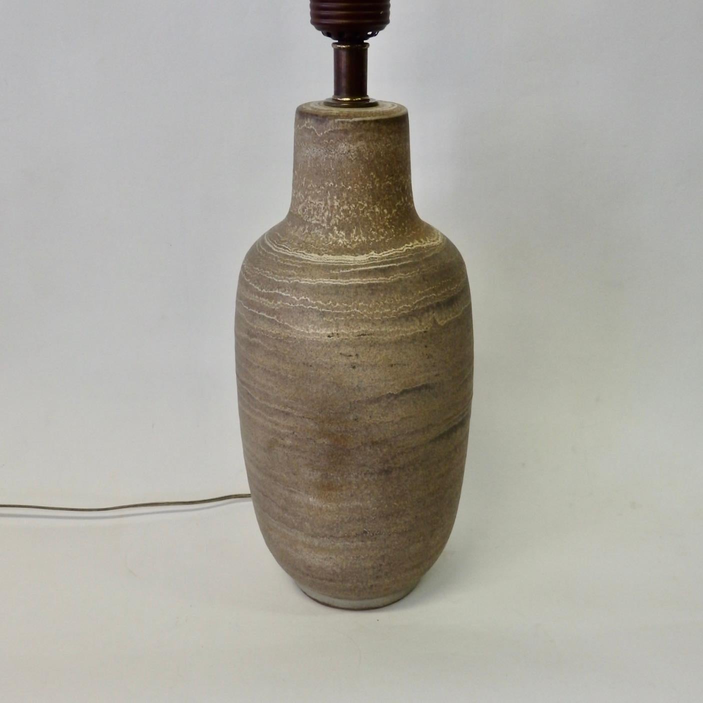 Mid-Century Modern Design Technics Style Desert Sand Glazed Terracotta Table Lamp For Sale