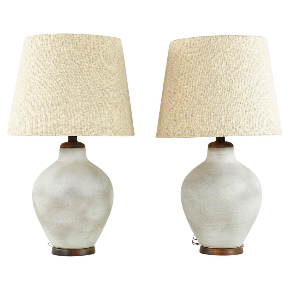 Design Technics Style Mid Century Massive Table Lamps - Pair For Sale