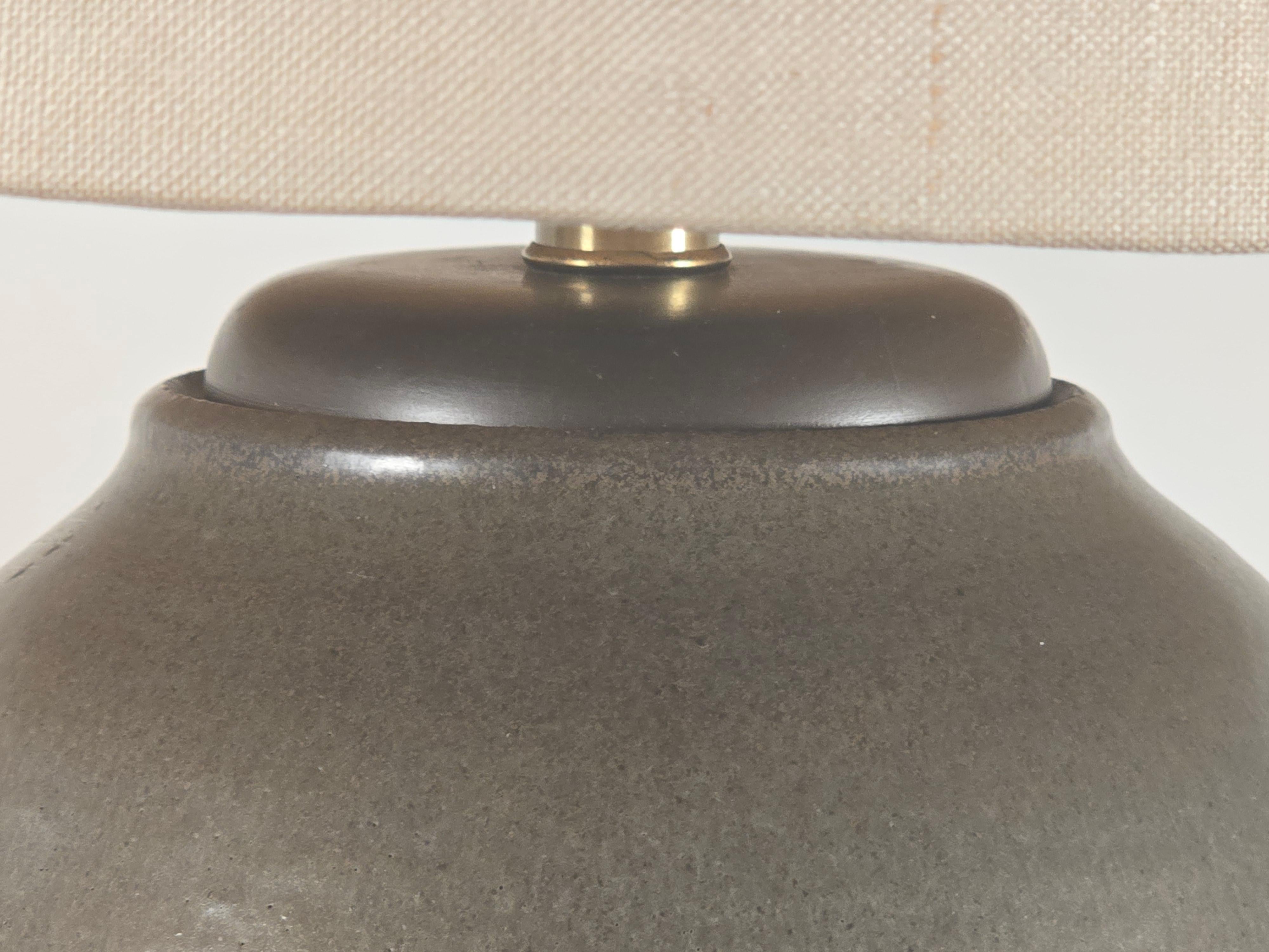 Design Technics Tall Ceramic Table Lamp with Walnut Base For Sale 3