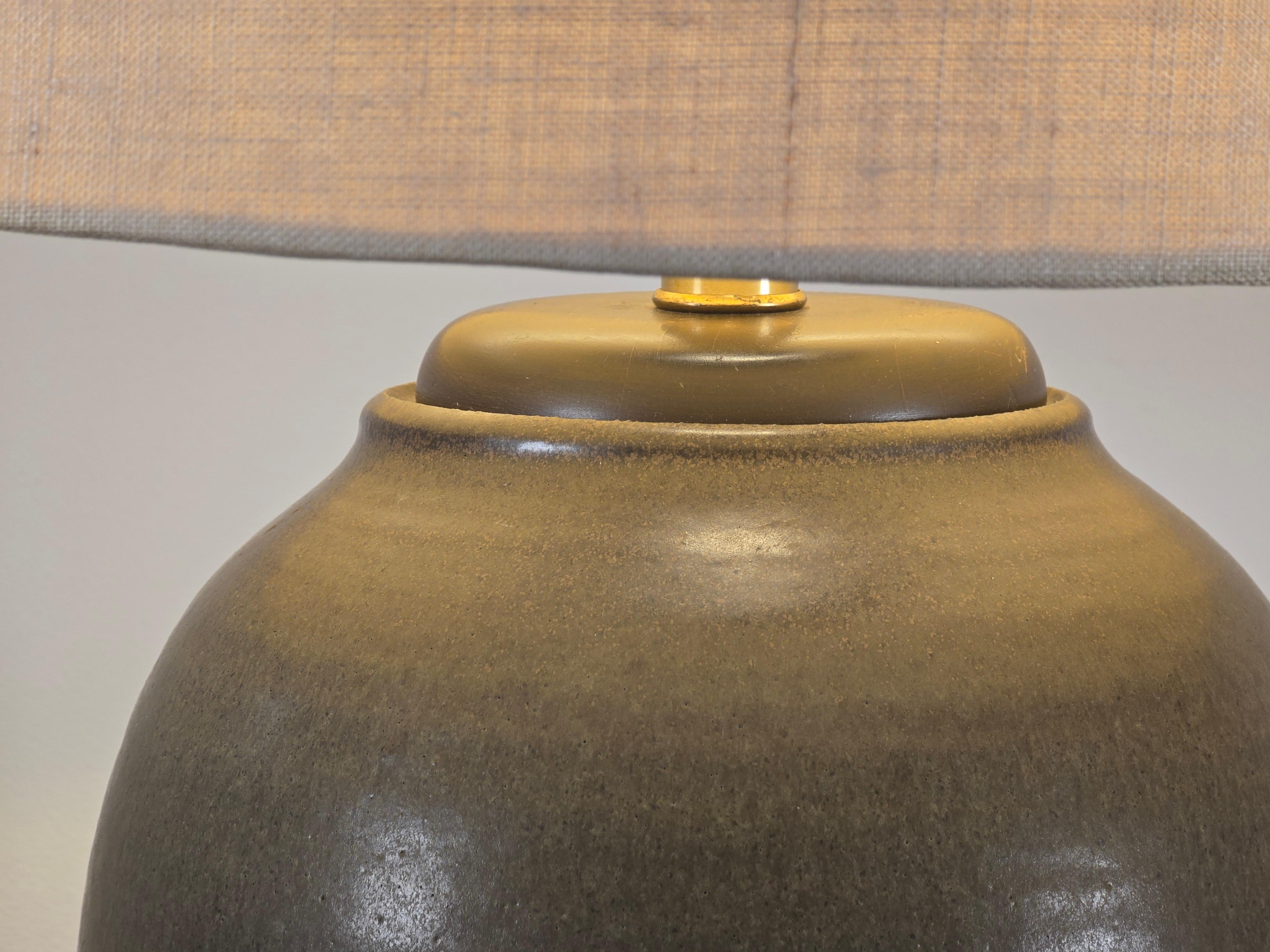 Design Technics Tall Ceramic Table Lamp with Walnut Base For Sale 4