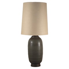 Design Technics Tall Ceramic Table Lamp with Walnut Base