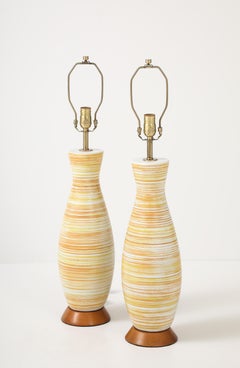 Design Technics Yellow/Orange Striped Ceramic Lamps
