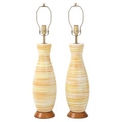 Design Technics Yellow/Orange Striped Ceramic Lamps