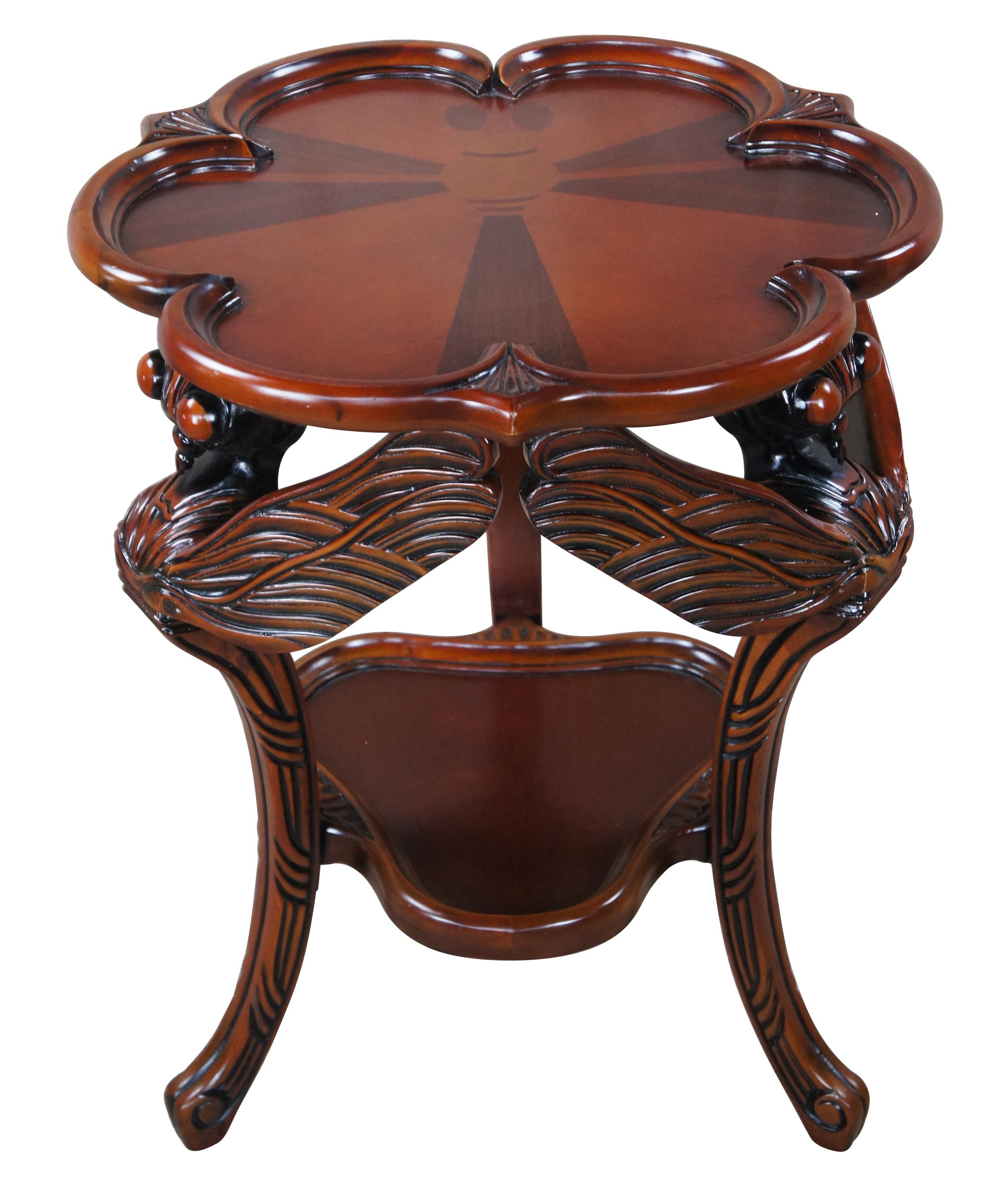 Design Toscano French Art Nouveau Mahogany Galle Dragonfly Occasional Table In Good Condition In Dayton, OH