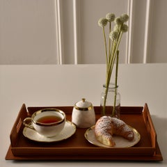 Design tray in Steel and Regenerated Leather TABAKA - 45 x 30 x 6 h