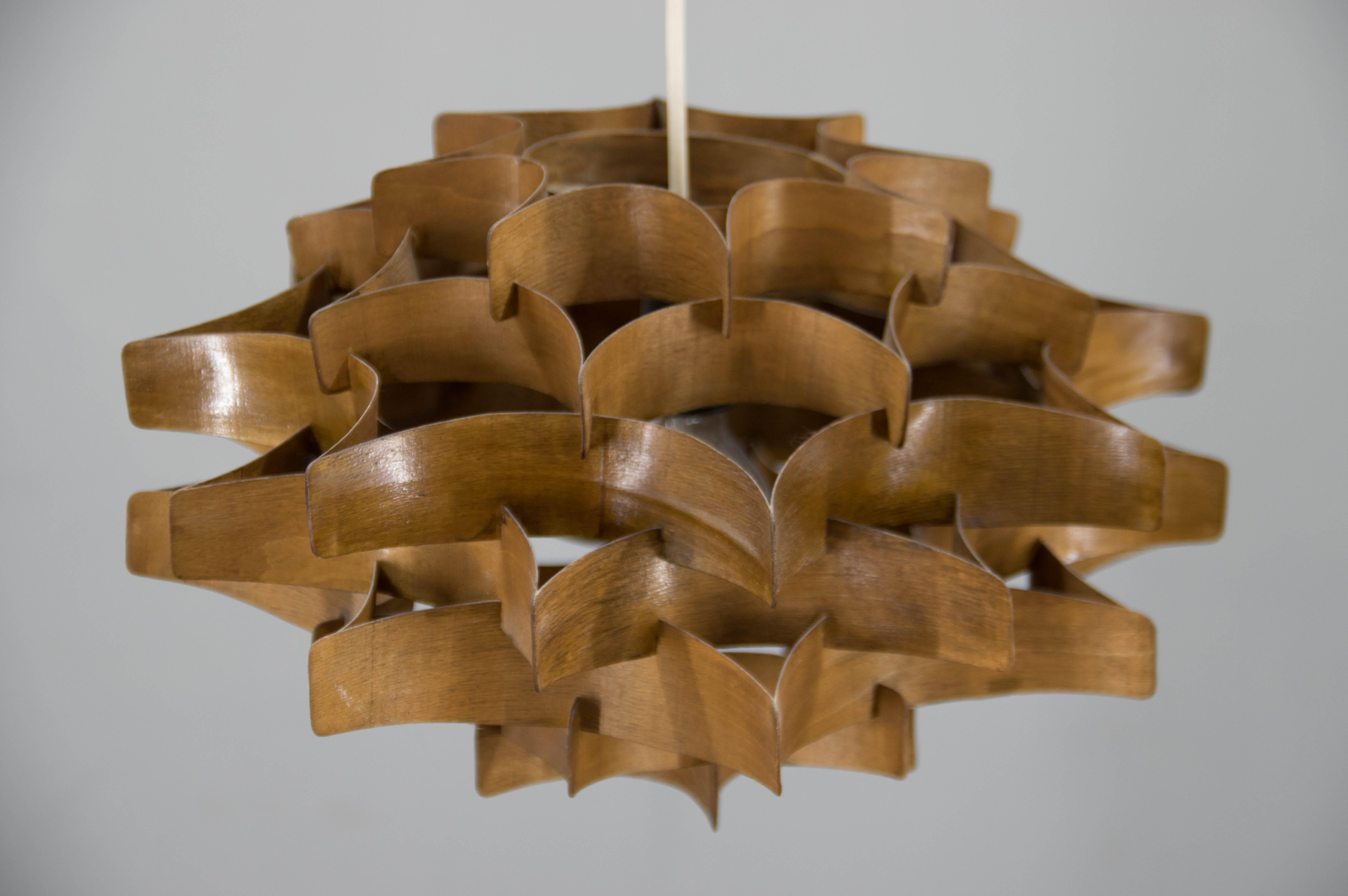 Tchèque Design Veneer Pendant, 1960s en vente