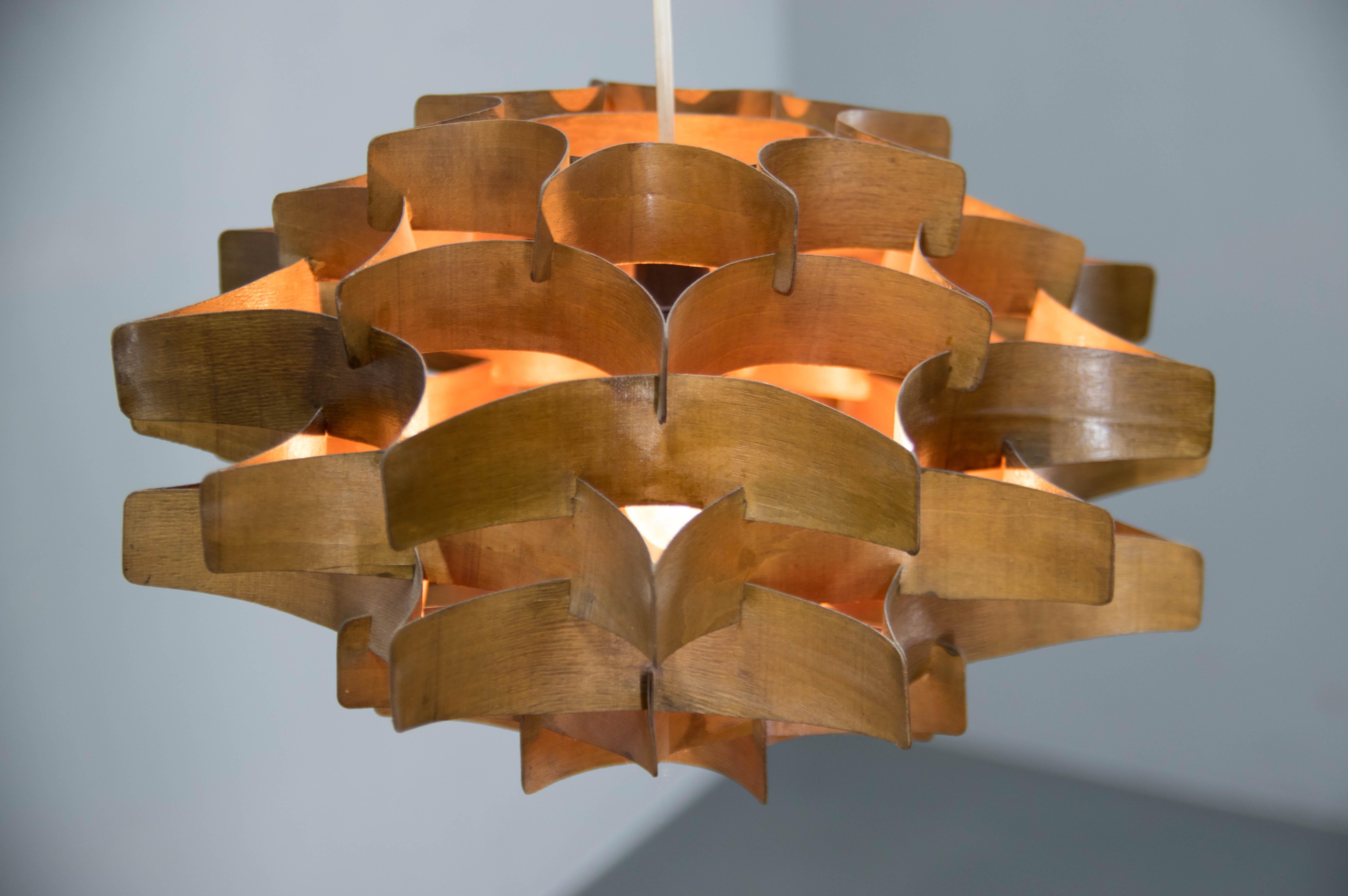 Milieu du XXe siècle Design Veneer Pendant, 1960s en vente