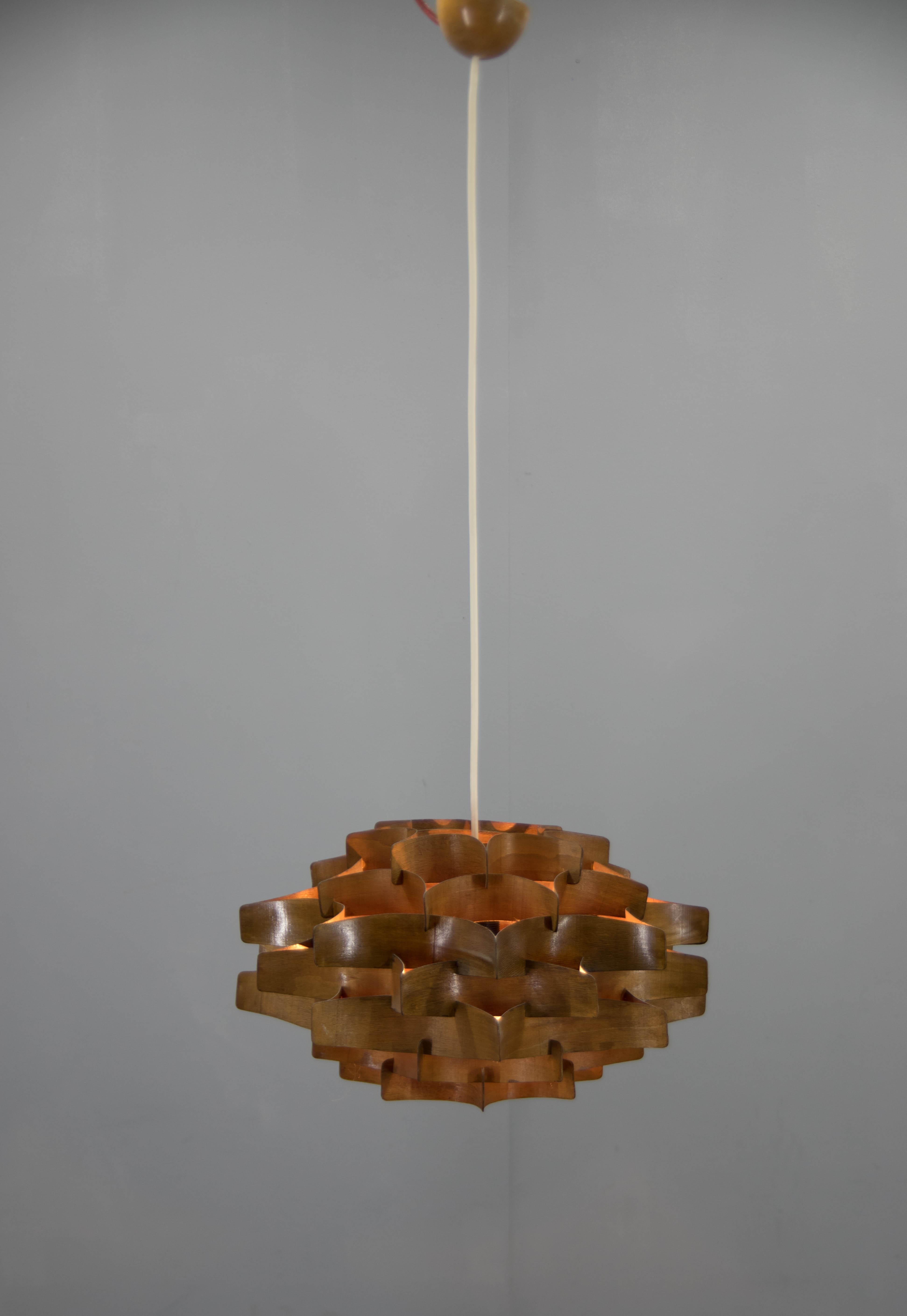 Bois Design Veneer Pendant, 1960s en vente