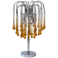 Design Vintage Table Lamp with Murano Glass Drops