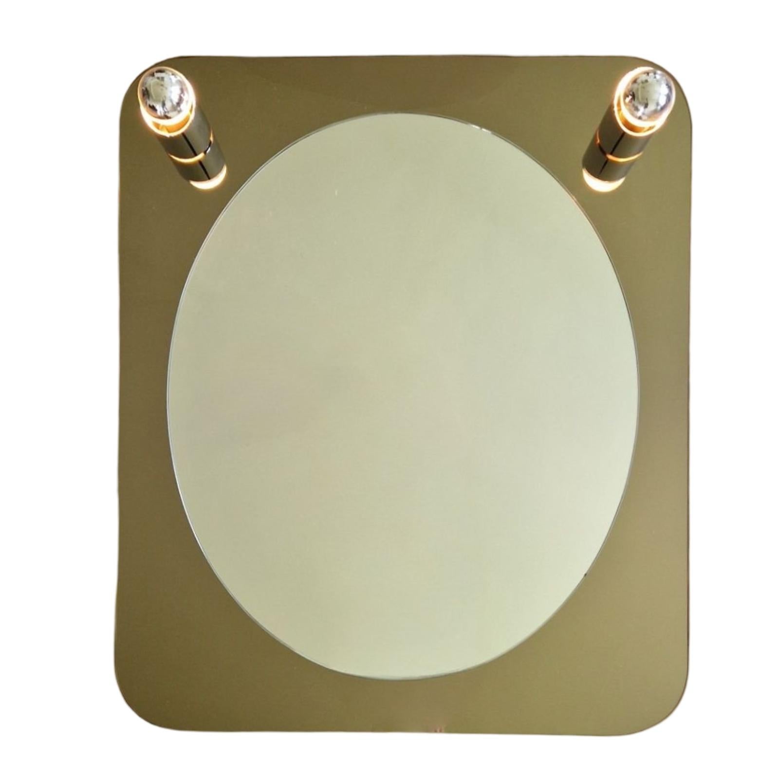 Design-Wandspiegel mit Lights, Italien 1970er Jahre im Angebot 3