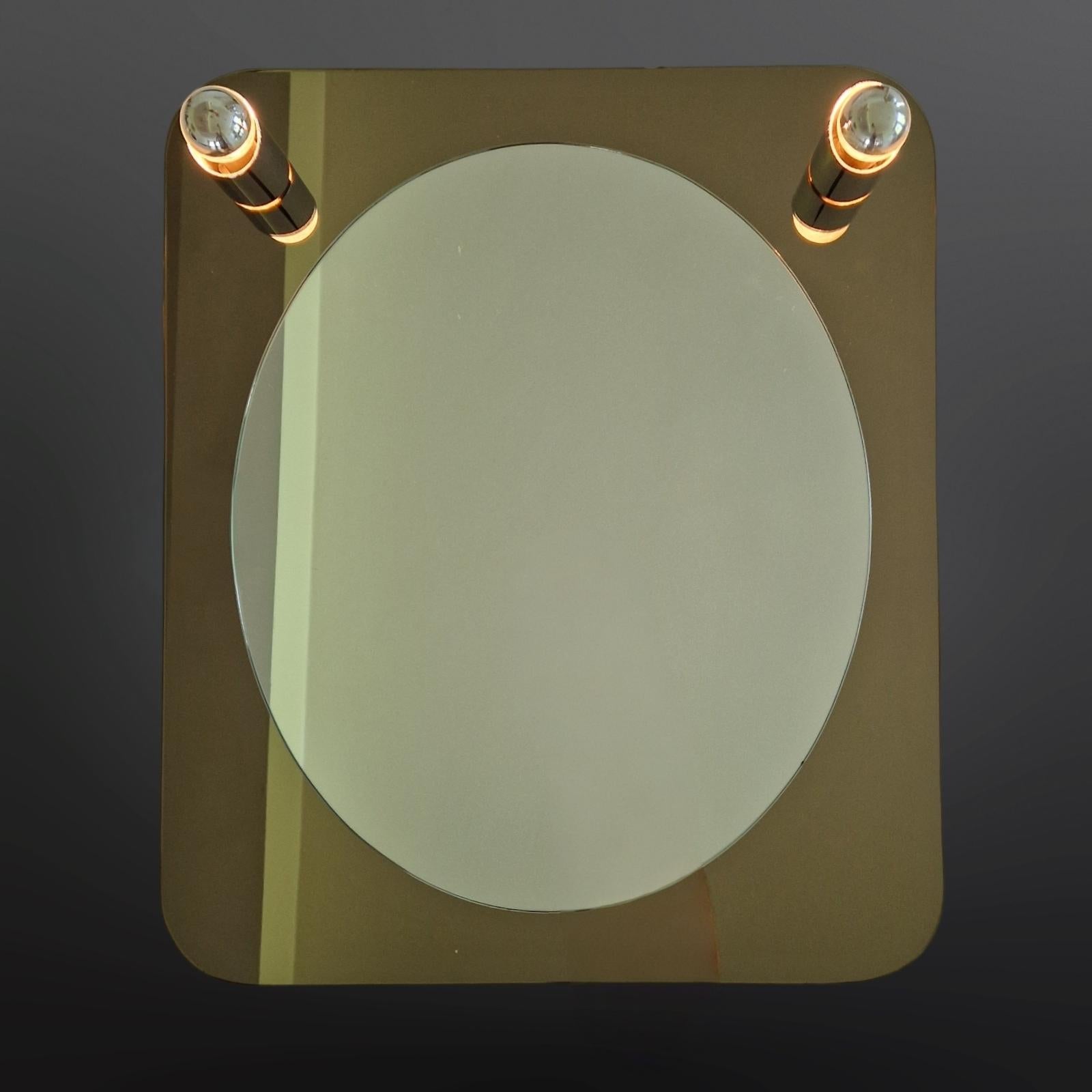 Design-Wandspiegel mit Lights, Italien 1970er Jahre im Angebot 5
