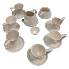Design white ceramic coffee / cappuccino set, 1980's