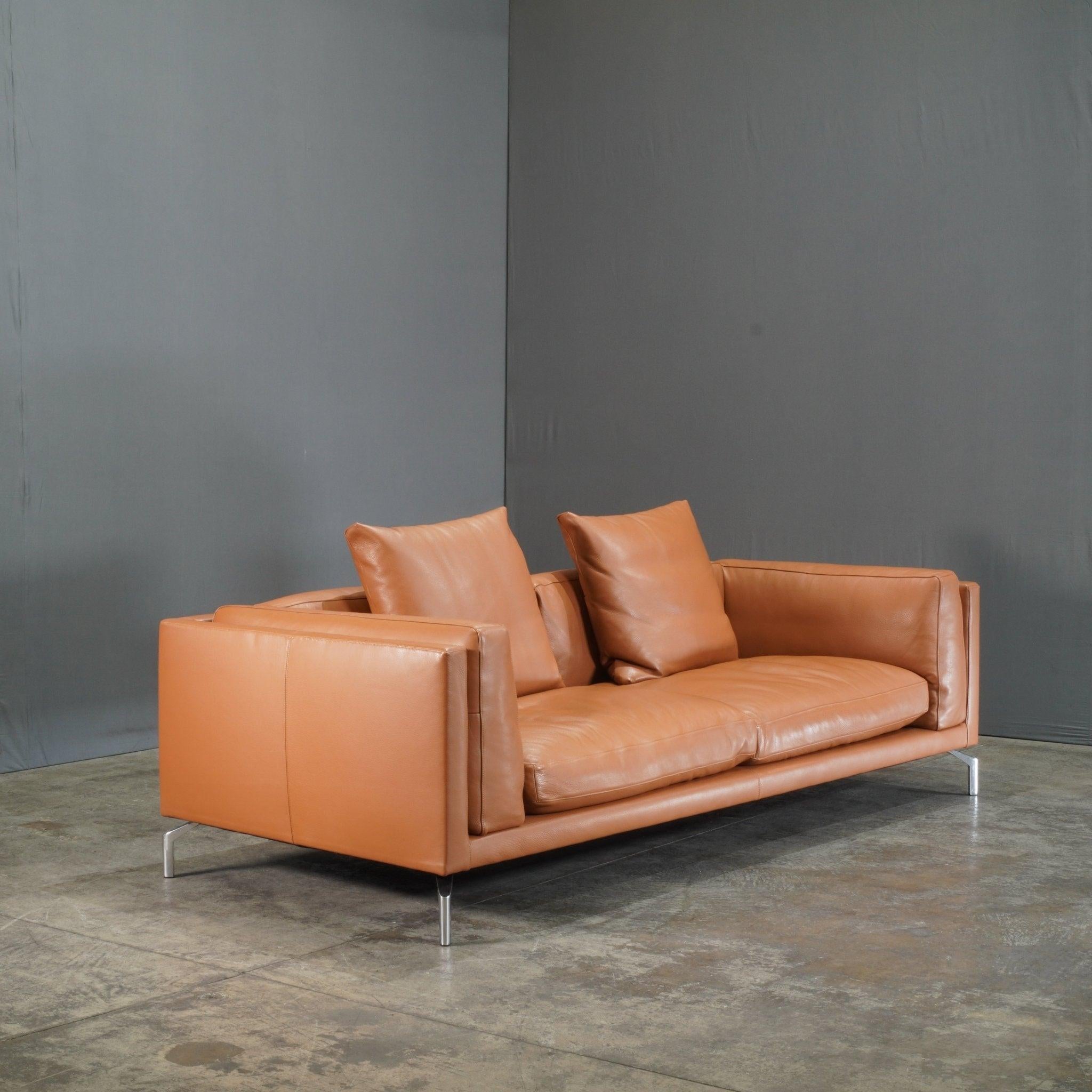 Modern Design Within Reach Como Leather Sofa by Soressi