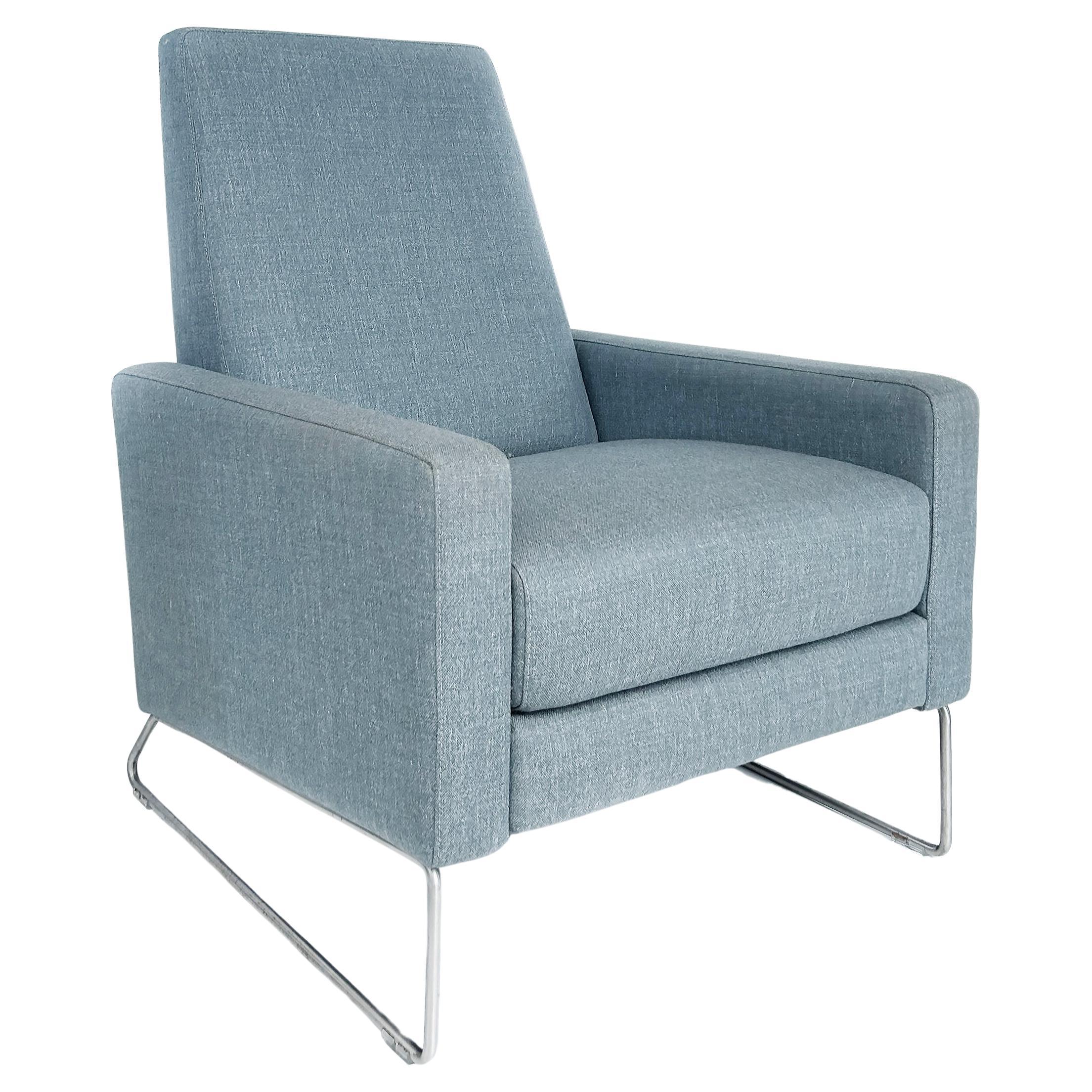 Design Within Reach Flight Recliner, Stainless Steel and Linen Fabric
