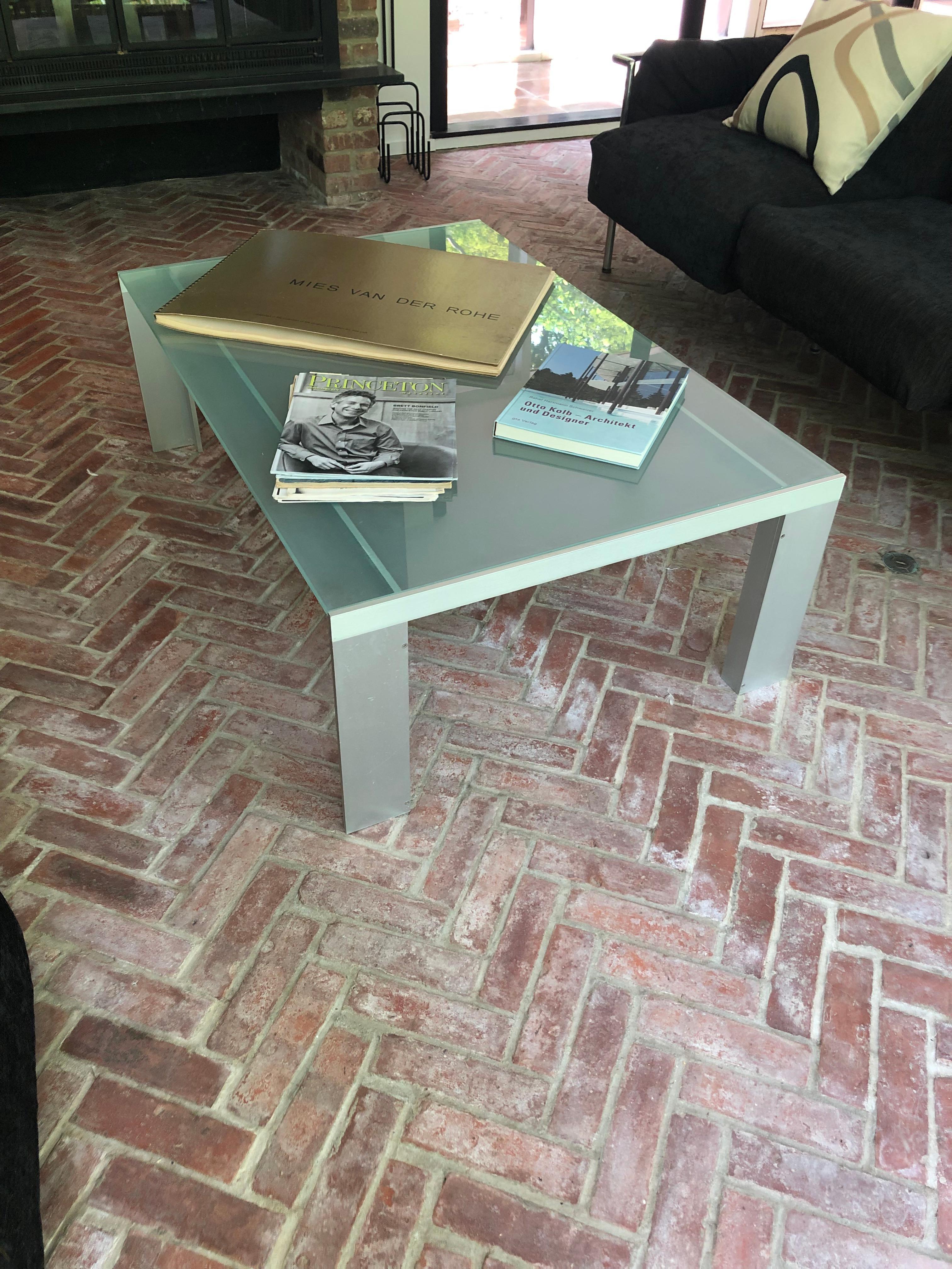 Design Within Reach Frosted Glass and Steel Rectangular Coffee Table In Good Condition For Sale In Hopewell, NJ