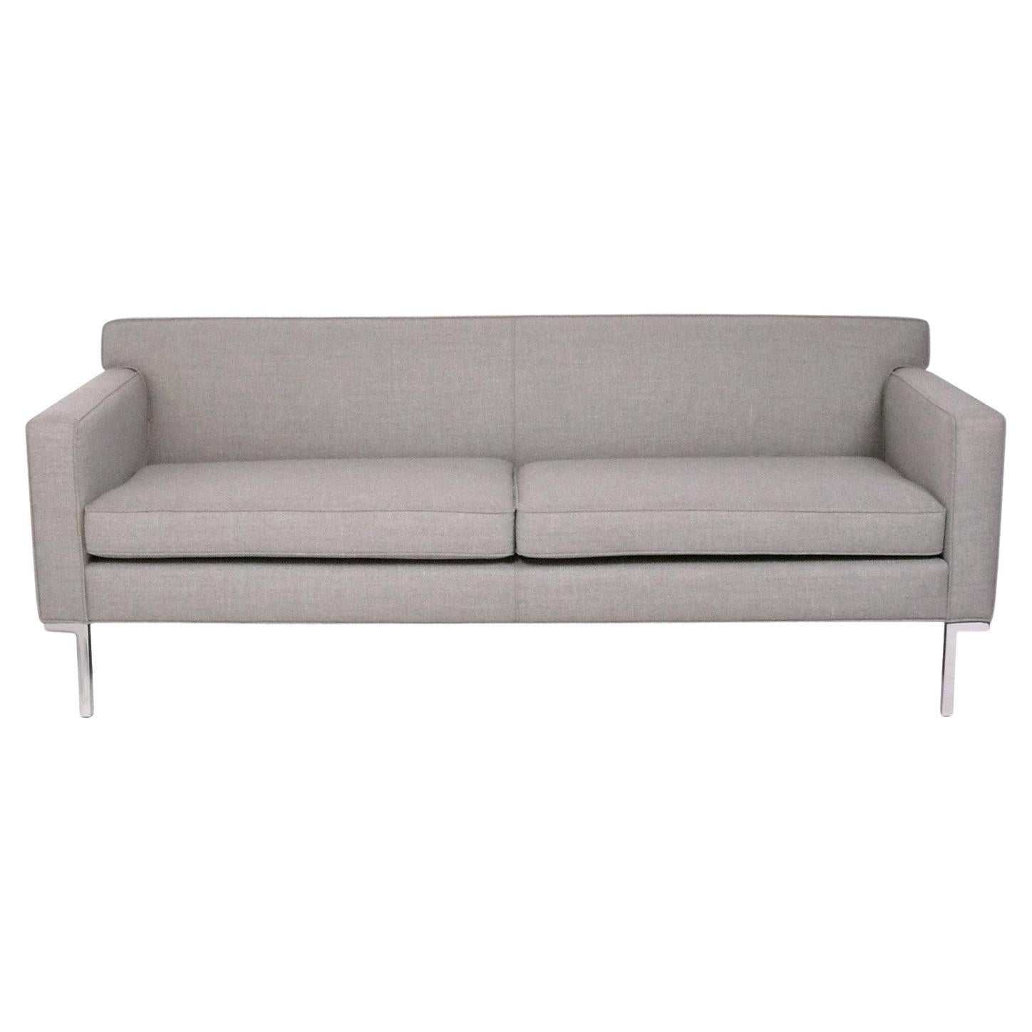 Design Within Reach Gray Wool Sofa Ted Boerner Theatre Model 80" Width For Sale