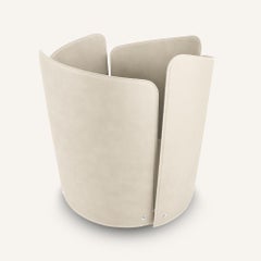Modern Wood Holder CLORI: Steel & Regenerated Leather - Diameter 50cm
