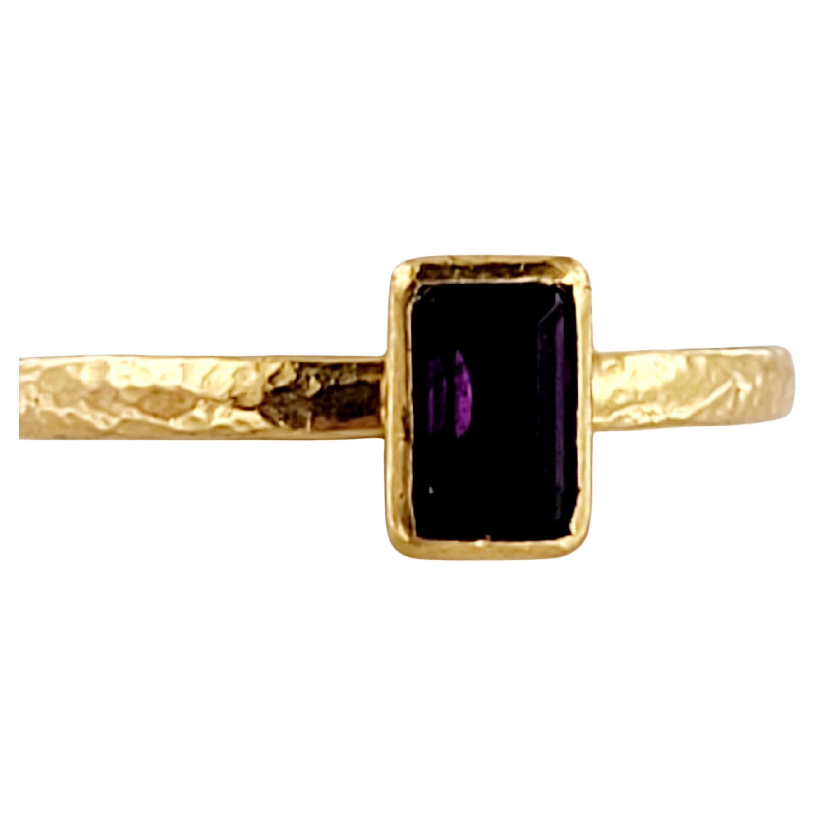 Brand Gurhan  
Type Ring
Material 24K Yellow Gold
Center Stone Amethyst 
Amethyst Stone 0.55ct
Stone Emerald cut
Ring Size 6.25
Condition New, never worn