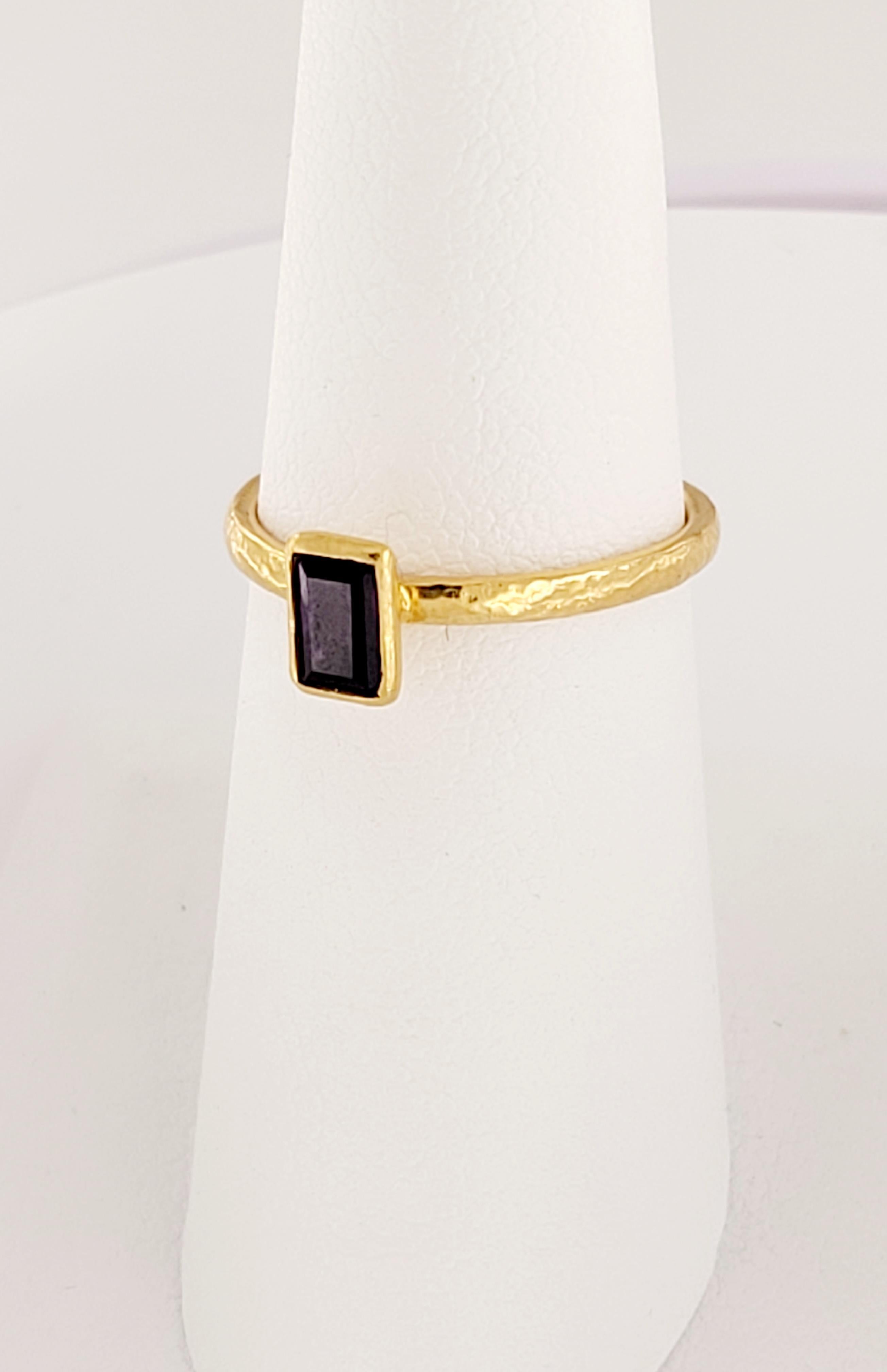Emerald Cut Designed by famous Gurhan, Amethyst Ring Set in 24K Yellow Gold Size 6.25 For Sale