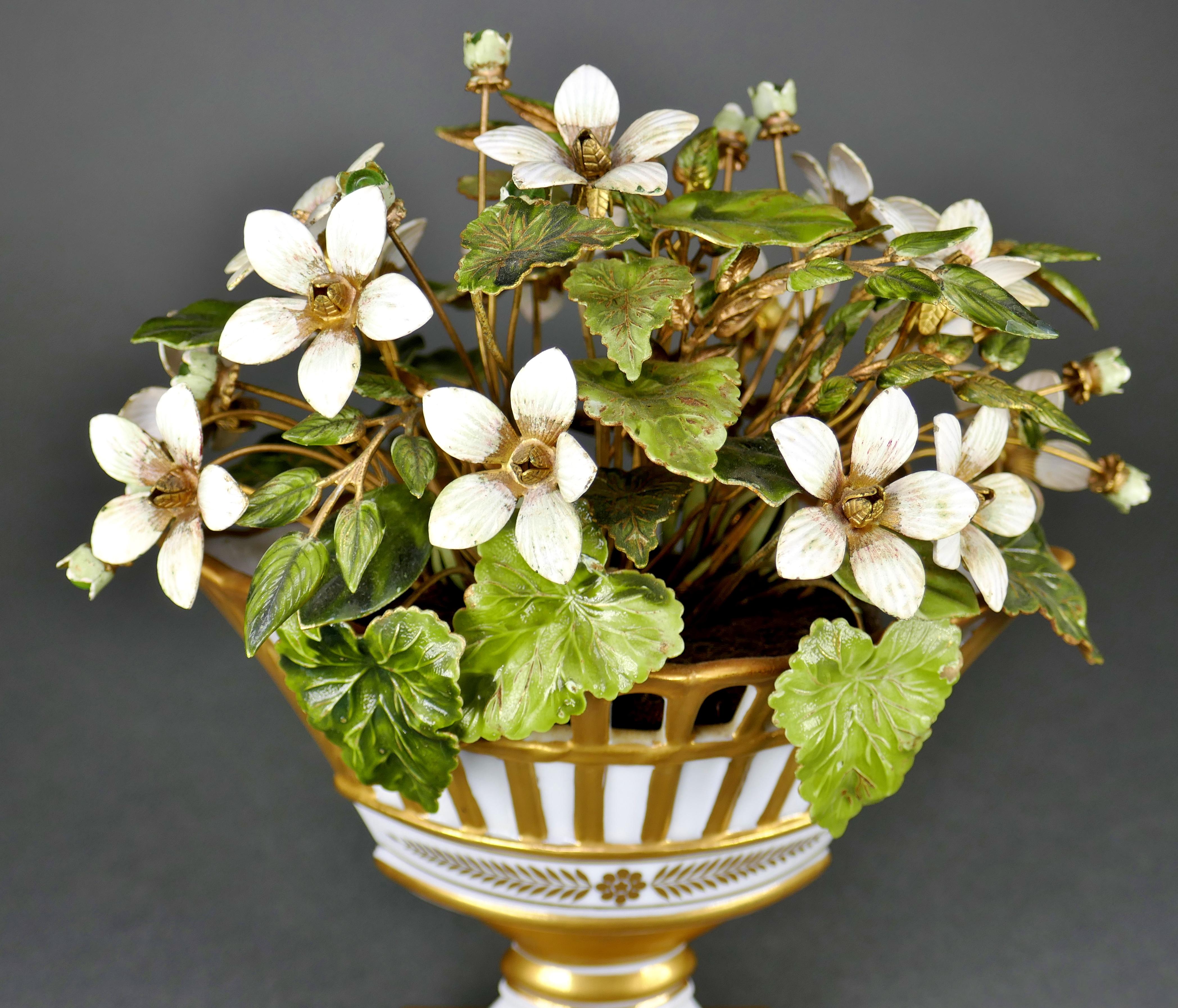 Designed By Jane Hutcheson for Gorham Gilt Porcelain Enamel Flower Basket For Sale 6