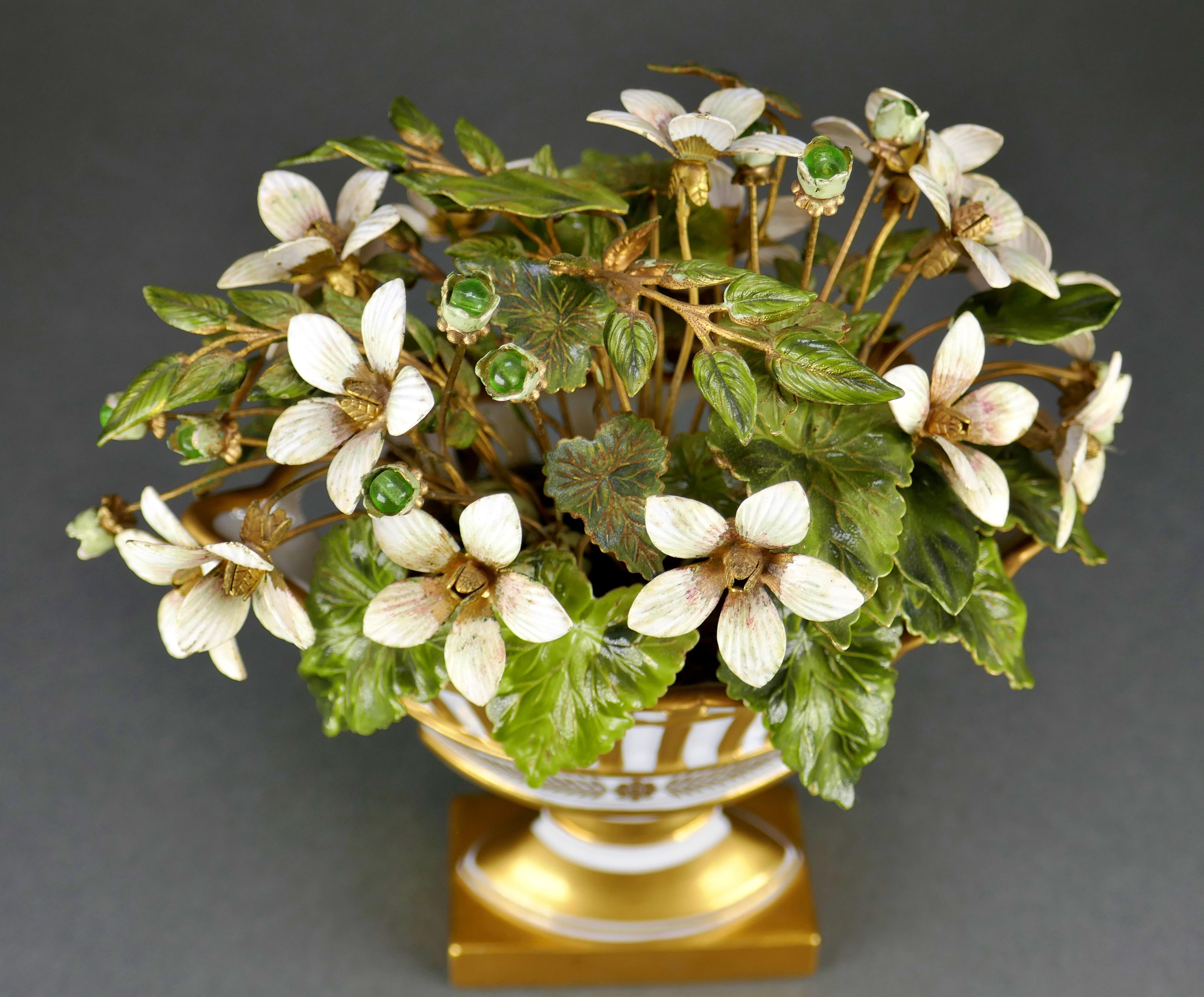 Designed By Jane Hutcheson for Gorham Gilt Porcelain Enamel Flower Basket For Sale 1