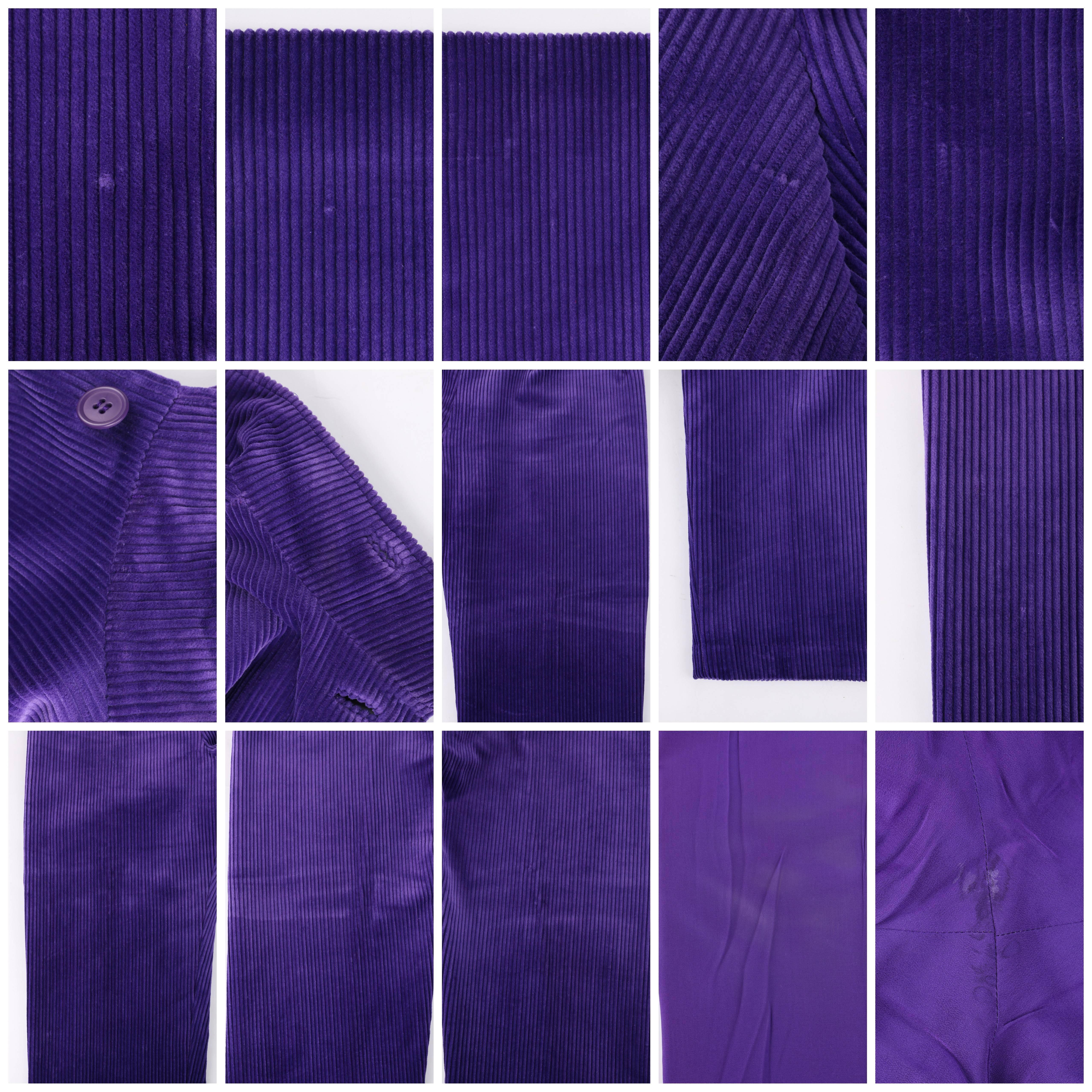 DESIGNED BY JAX c.1960's 2 Piece Purple Corduroy Jacket Tapered Pants Suit Set 3
