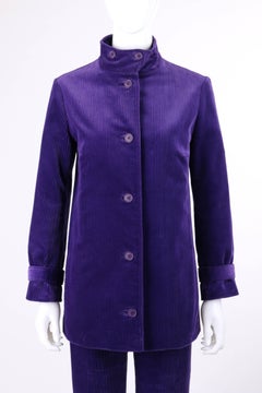 DESIGNED BY JAX c.1960's 2 Piece Purple Corduroy Jacket Tapered Pants Suit Set