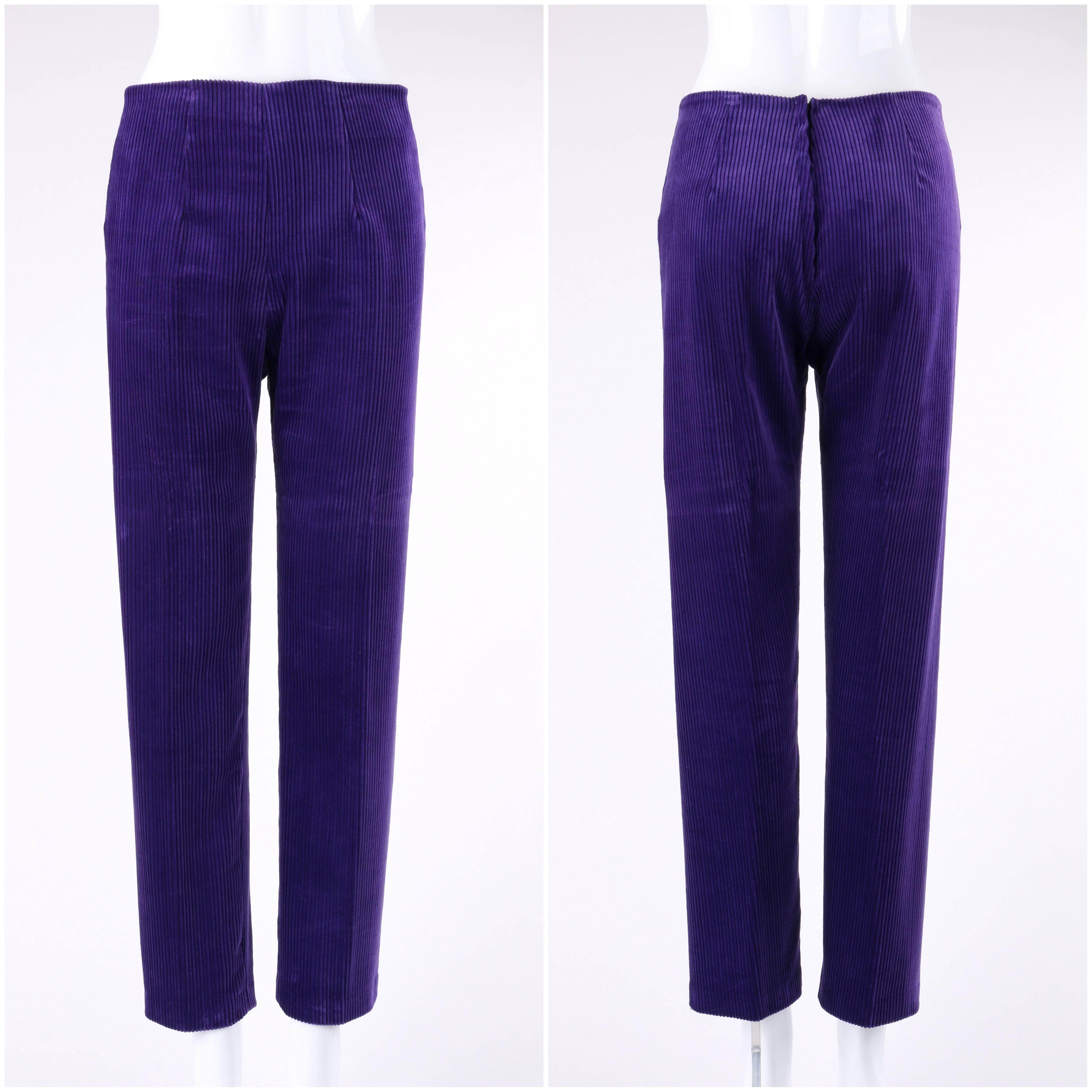 DESIGNED BY JAX c.1960's 2 Piece Purple Corduroy Jacket Tapered Pants Suit Set In Good Condition In Thiensville, WI