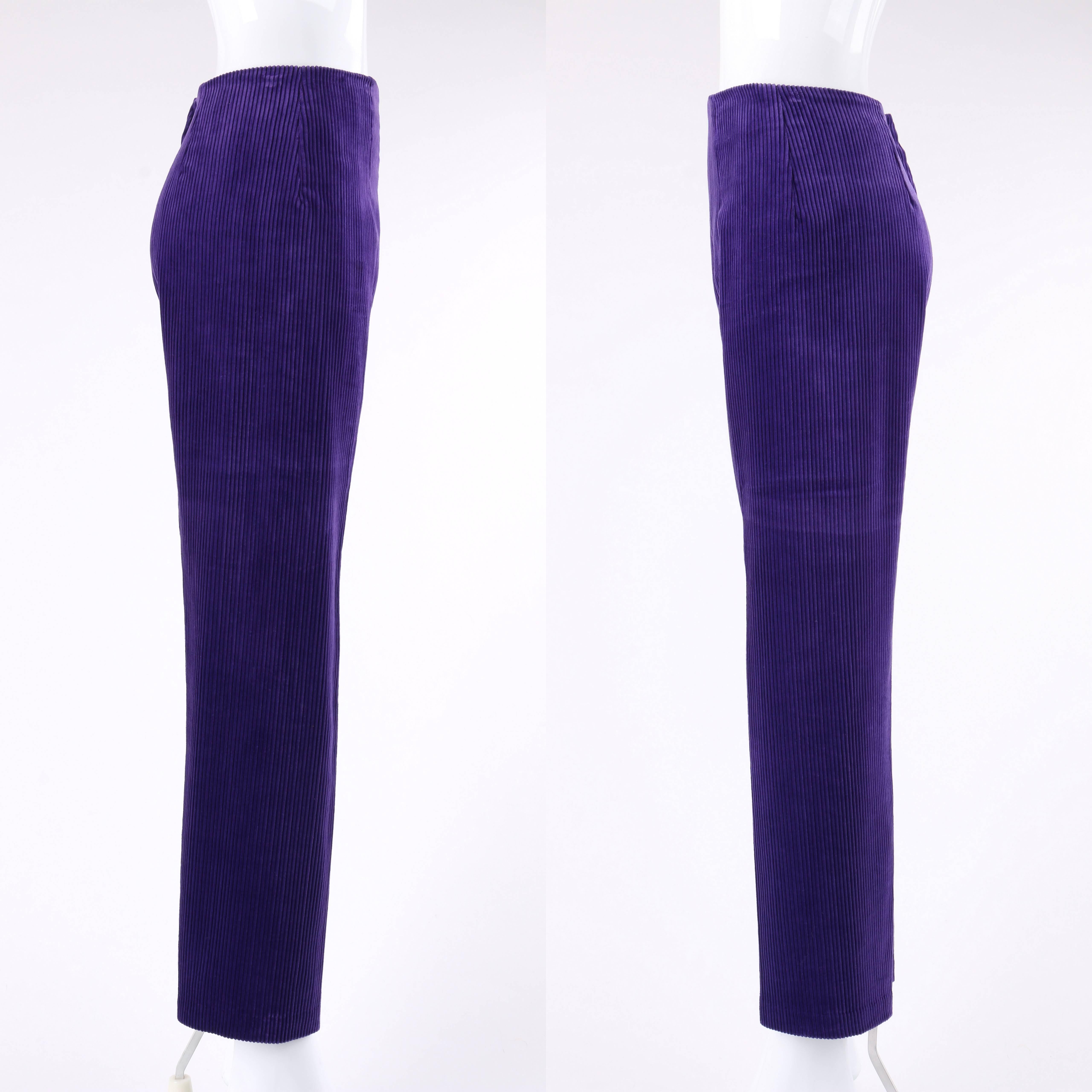 Women's DESIGNED BY JAX c.1960's 2 Piece Purple Corduroy Jacket Tapered Pants Suit Set