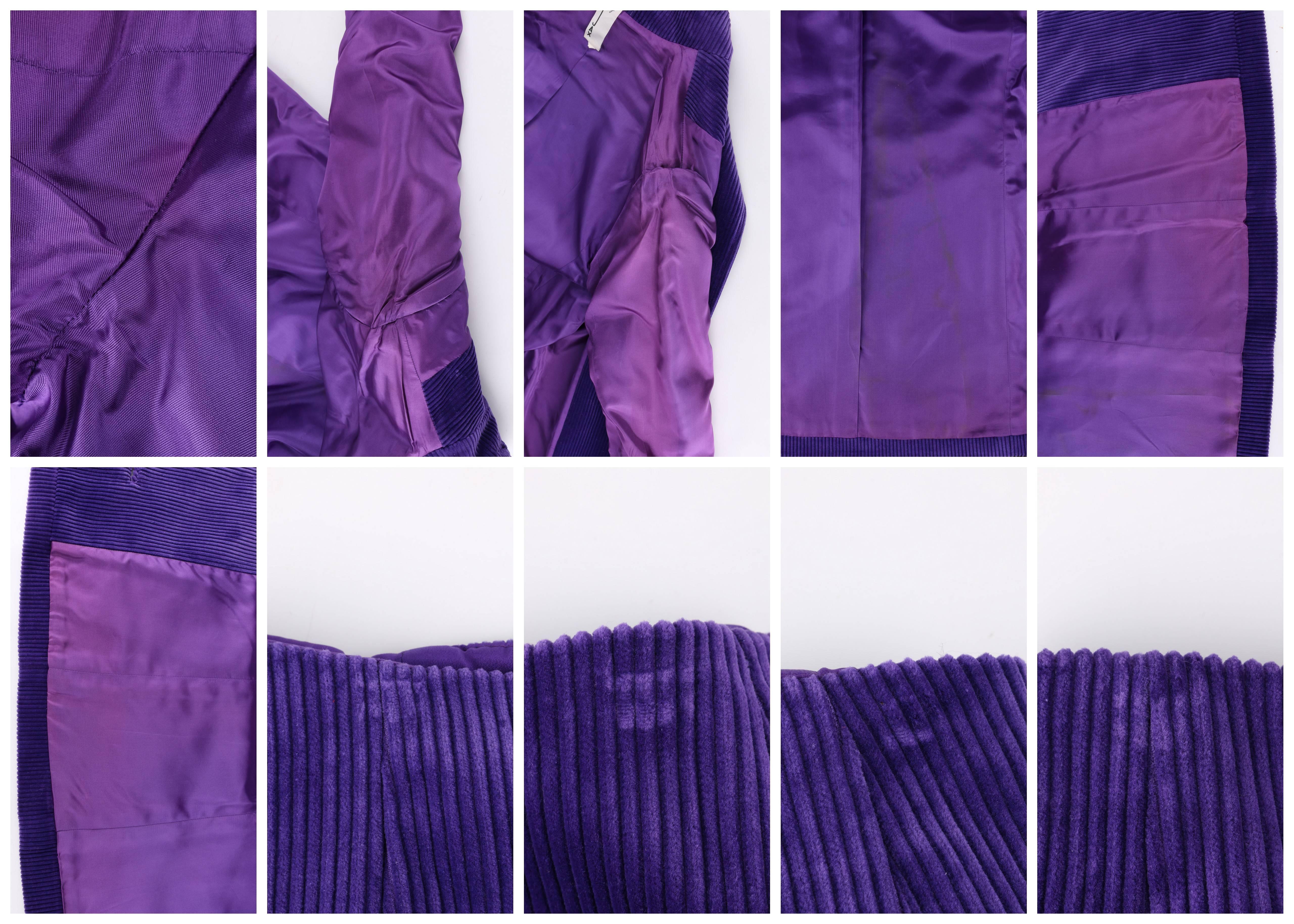 DESIGNED BY JAX c.1960's 2 Piece Purple Corduroy Jacket Tapered Pants Suit Set 2