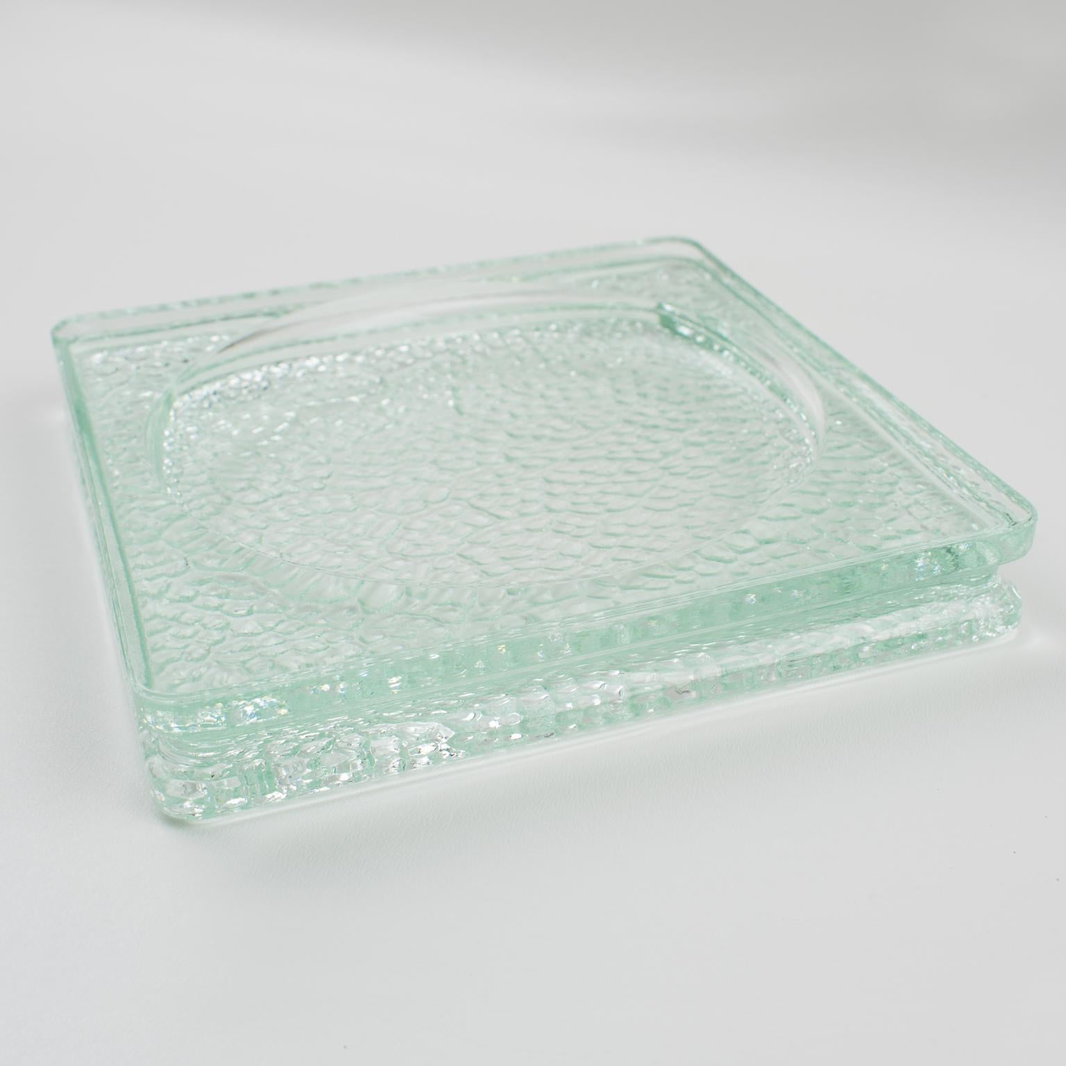 French Designed by Le Corbusier for Lumax 1950s Nevada Molded Glass Desk Tidy Ashtray