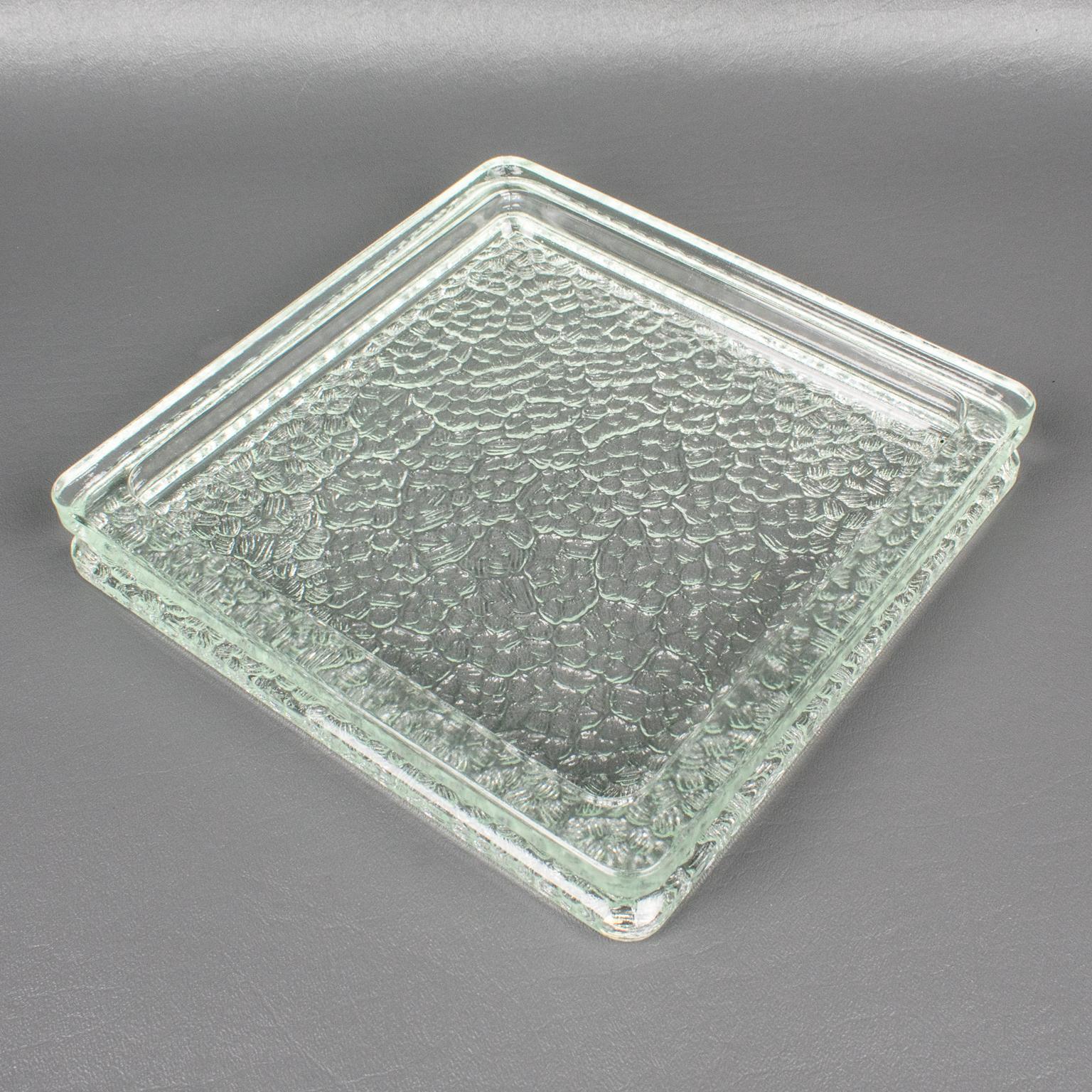 Mid-Century Modern Designed by Le Corbusier for Lumax 1950s Nevada Molded Glass Desk Tidy Ashtray For Sale