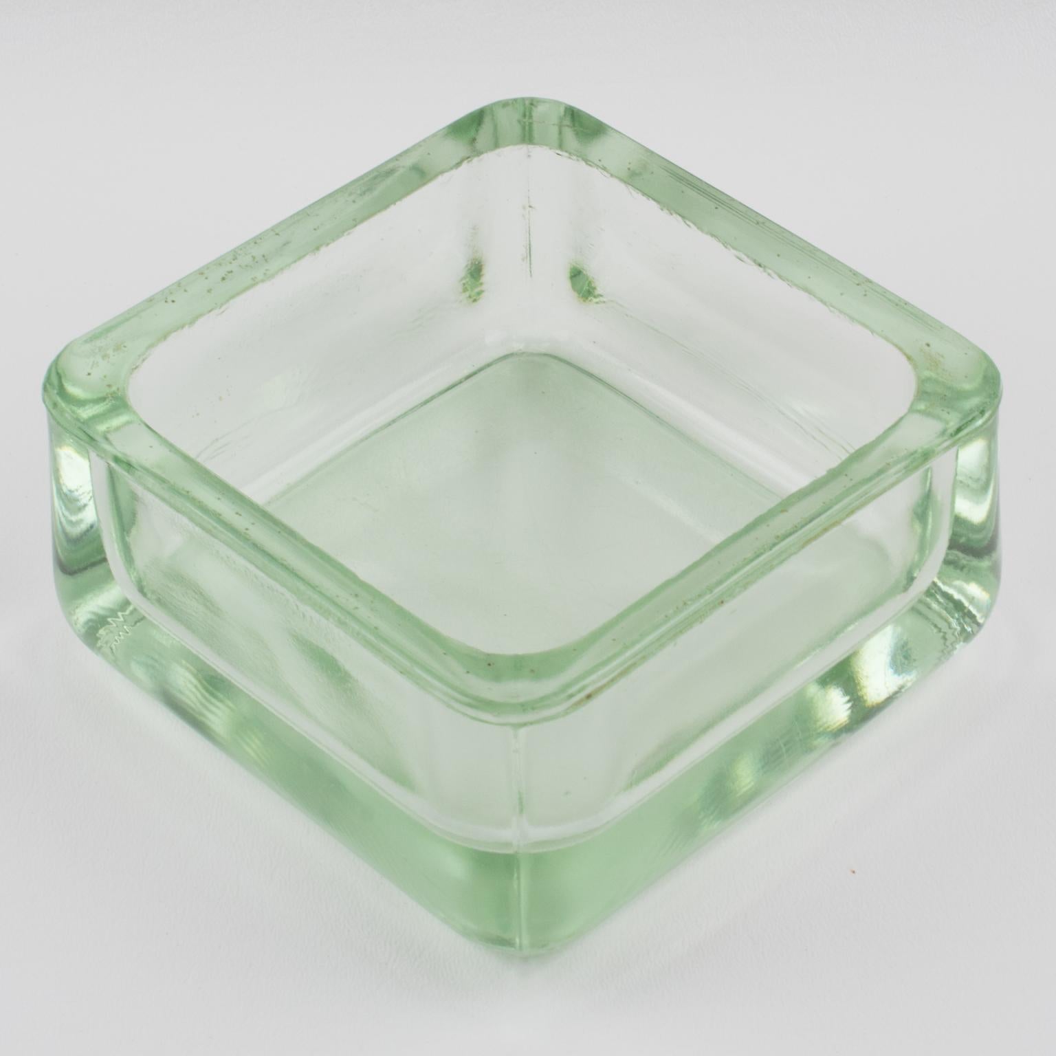 French Designed by Le Corbusier for Lumax Molded Glass Desk Accessory Ashtray Catchall
