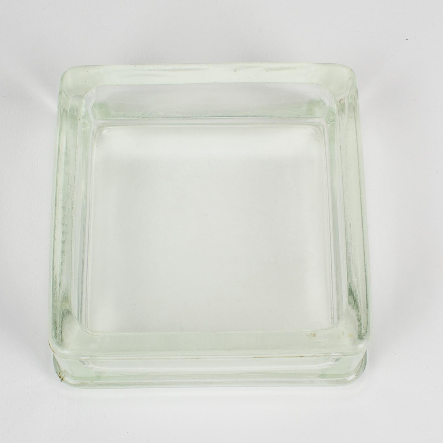 French Designed by Le Corbusier for Lumax Molded Glass Desk Accessory Ashtray Catchall