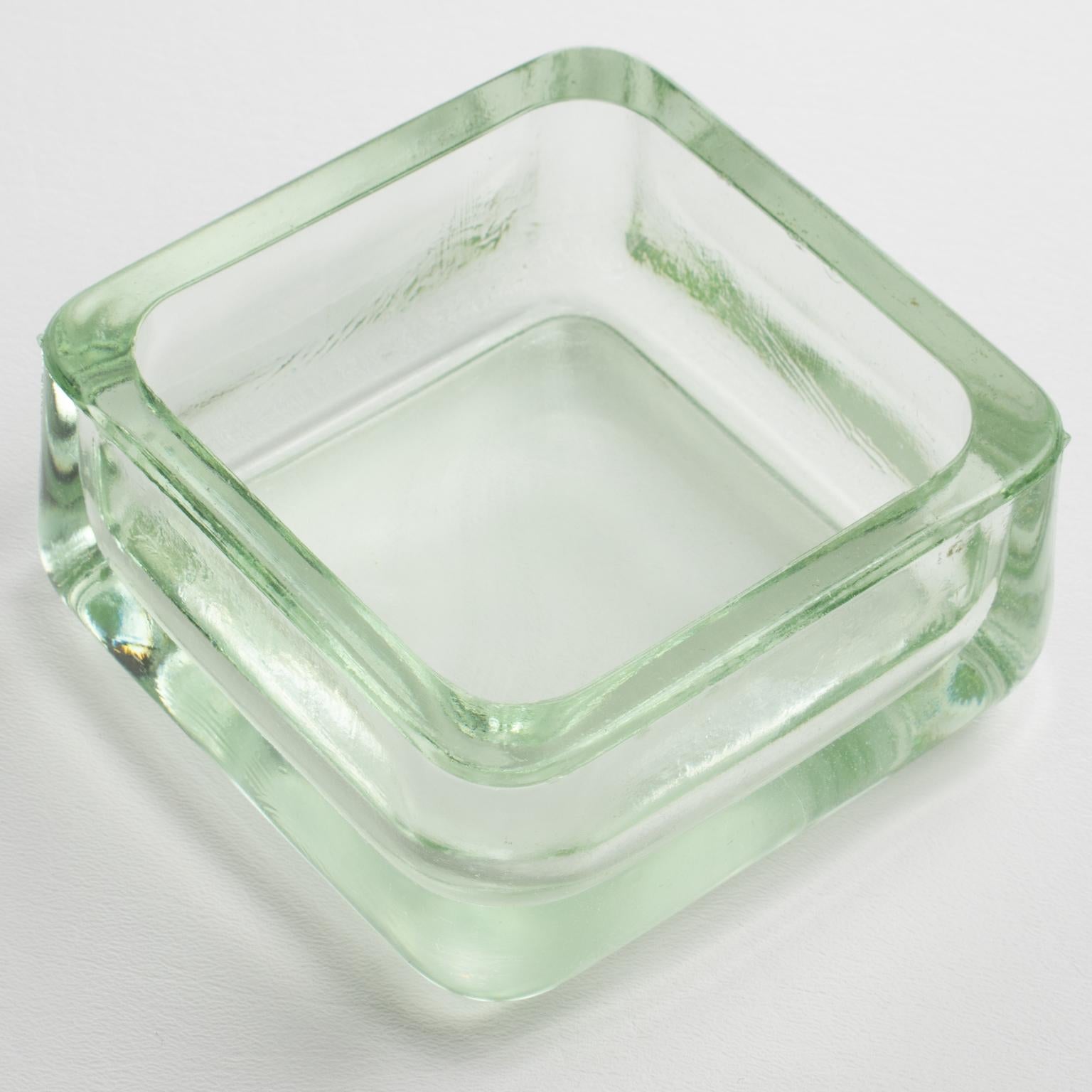 French Designed by Le Corbusier for Lumax Molded Glass Desk Accessory Ashtray Catchall For Sale