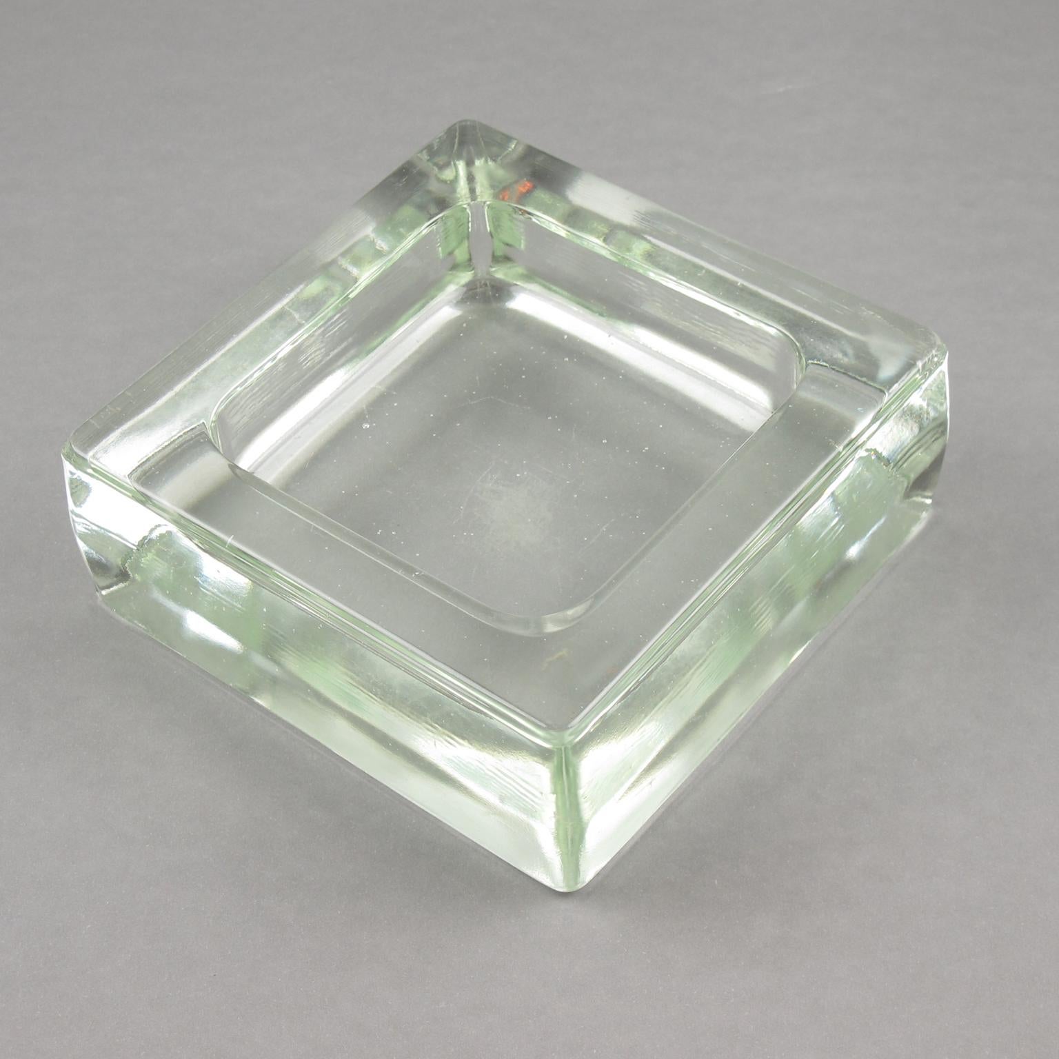 Designed by Le Corbusier for Lumax Molded Glass Desk Accessory Cigar Ashtray In Excellent Condition In Atlanta, GA