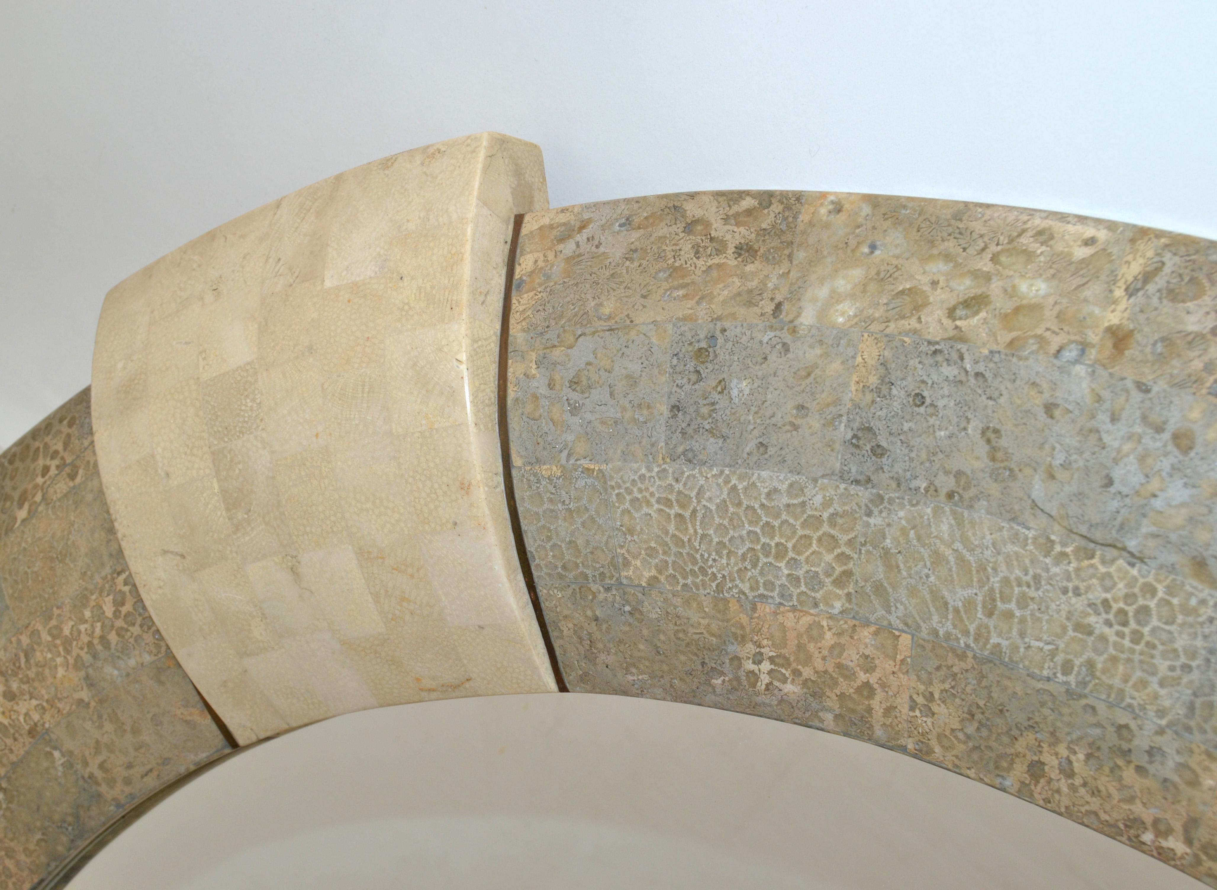 Stone Designed by Robert Marcius for Maitland-Smith Round Tessellated Wall Mirror 1980 For Sale