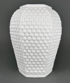 Designed by Sybil Connolly For Tiffany & Co Basket Weave Irish Porcelain Vase