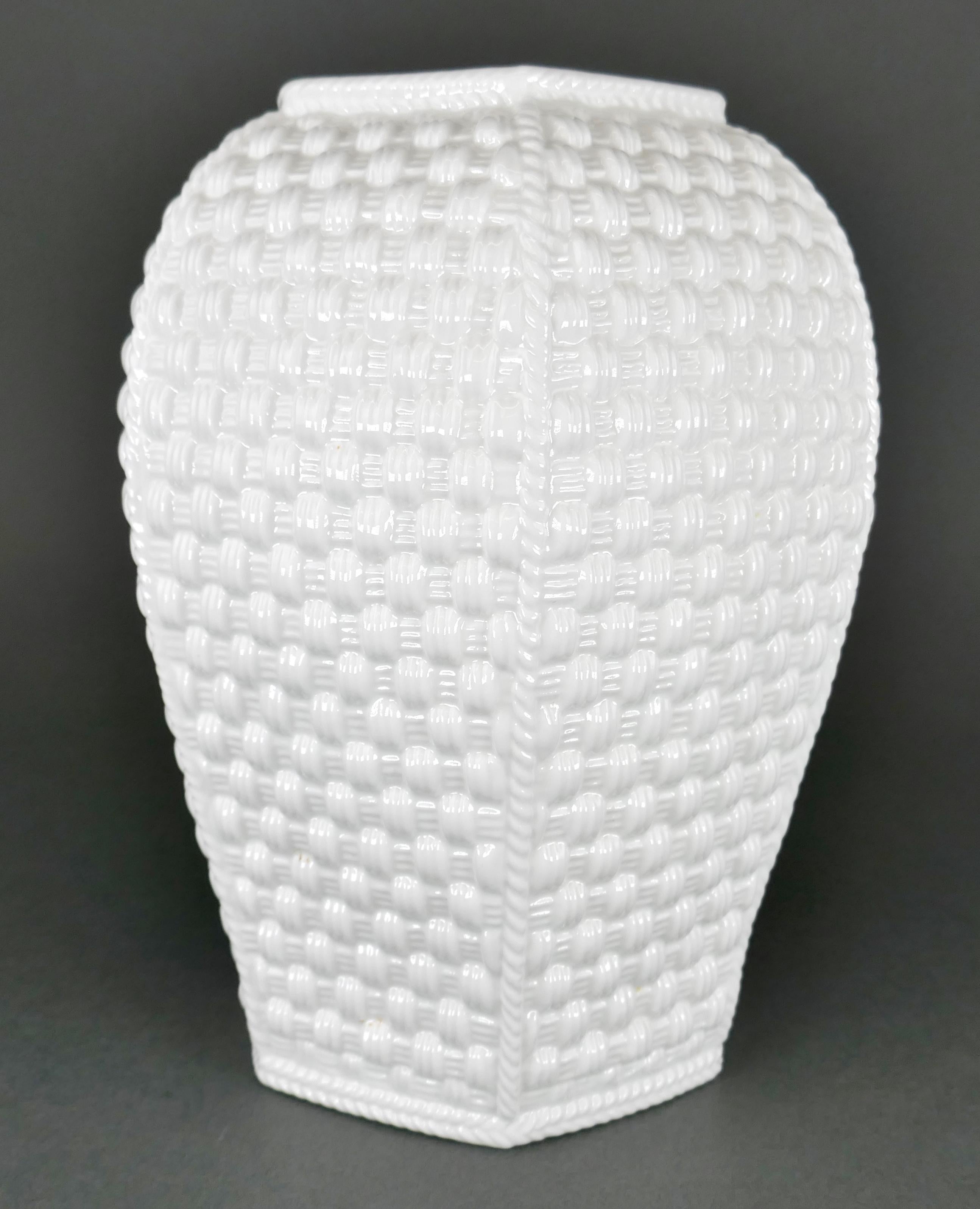 20th Century Designed by Sybil Connolly For Tiffany & Co Basket Weave Irish Porcelain Vase