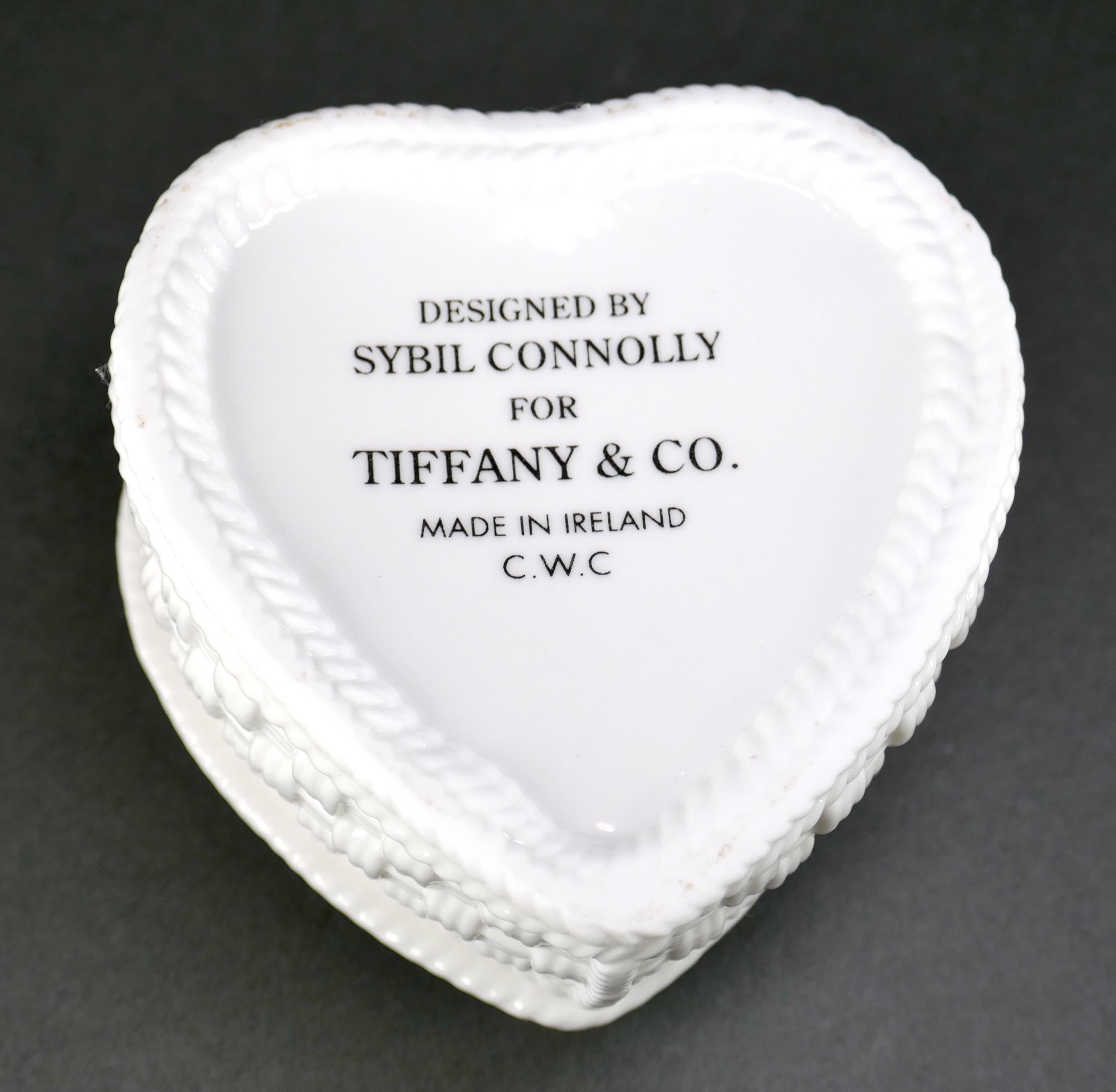 Designed By Sybil Connolly For Tiffany & Co. Heart Shaped Porcelain Trinket Box For Sale 5